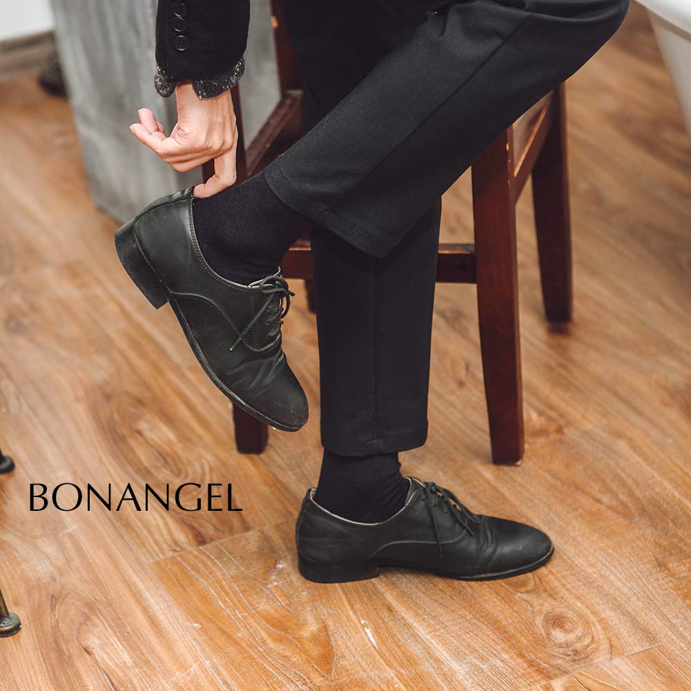 BONANGEL Men's Merino Wool Thermal Socks - Winter Warm Dress Socks for Business & Casual Wear - Black (Perfect for Office, Travel & Outdoor Activities)