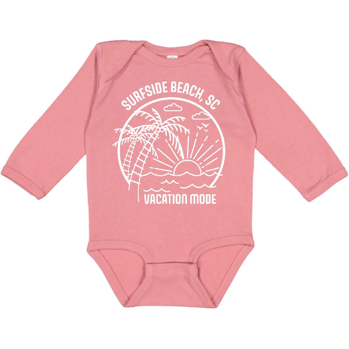 Inktastic Summer Vacation Mode Surfside Beach South Carolina Long Sleeve Baby Bodysuit - Perfect for Beach Trips, Family Photos & Casual Outings