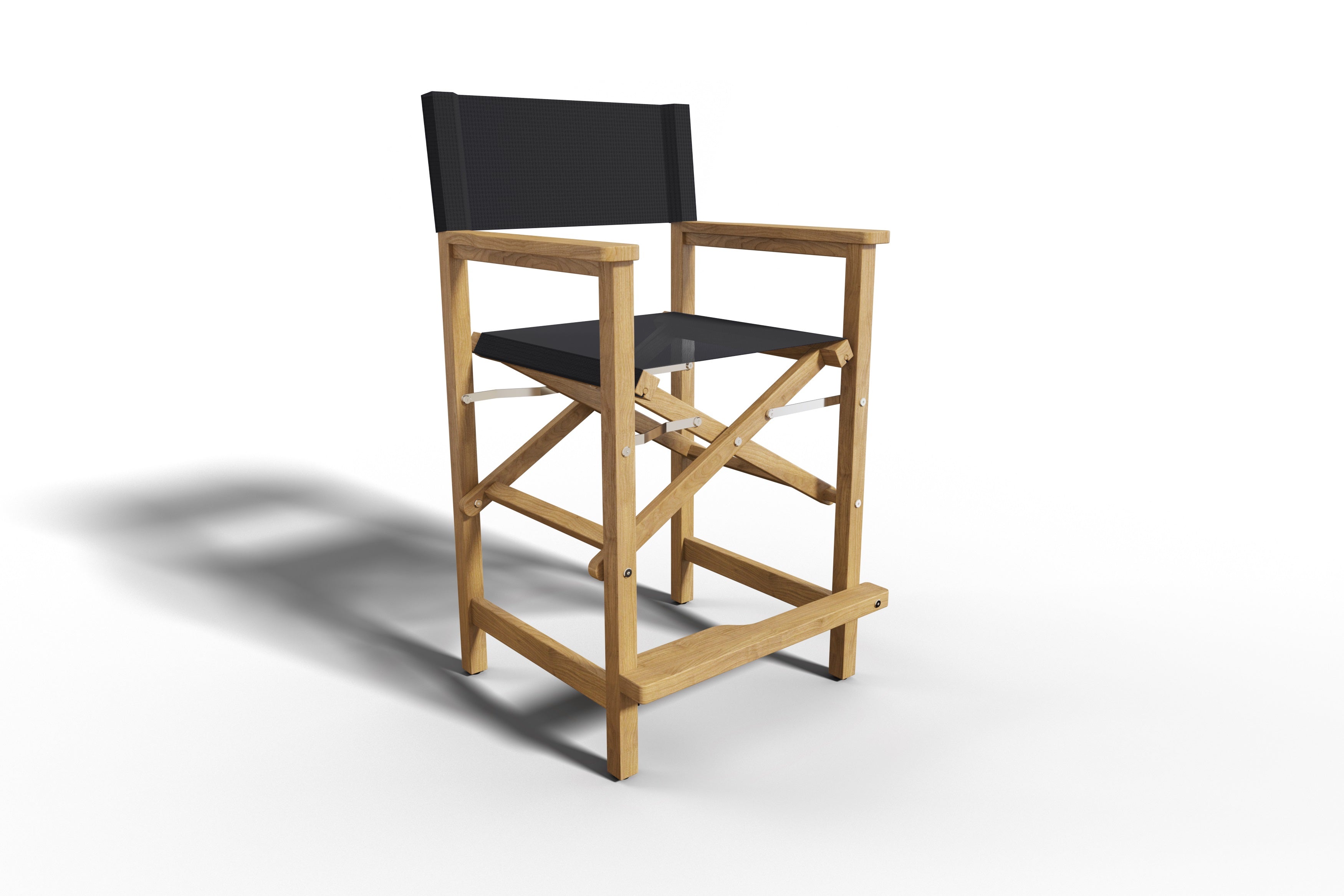 Premium Black Teak Outdoor Bar Height Dining Armchair - Weather-Resistant Patio Bar Stool for Backyard, Deck, Poolside & Restaurant Use