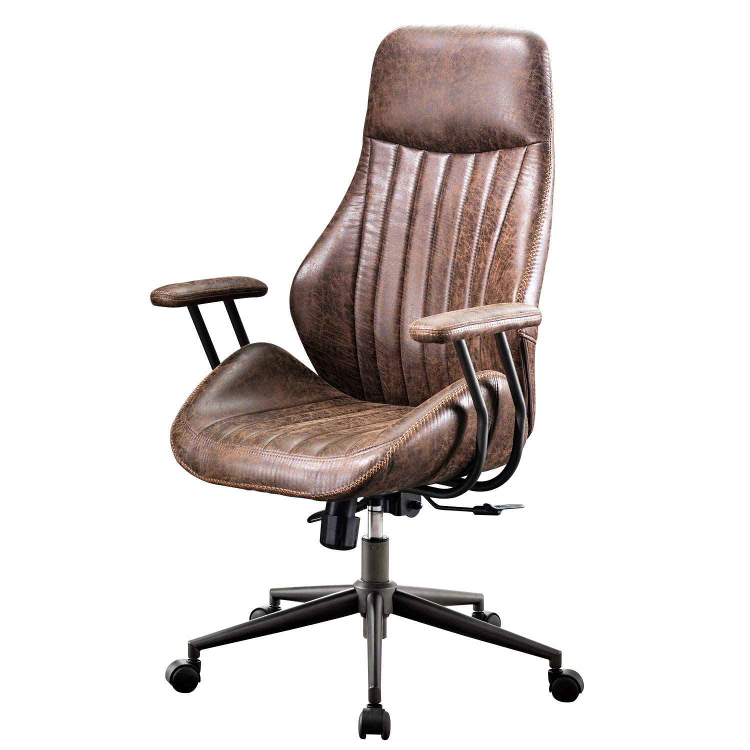 XIZZI Ergonomic Office Chair - Modern Computer Desk Chair with Adjustable Armrests & Lumbar Support - Executive Swivel Task Chair for Home & Office (Dark Brown) - Perfect for Long Work Hours & Gaming Sessions
