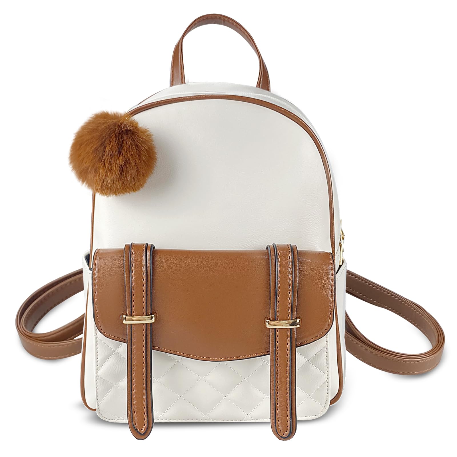 ZGWJ Women's Mini Leather Backpack Purse - Cute Bowknot Design Small Backpack for Casual Travel, Daily Use & Shoulder Bag (Beige-Brown) | Perfect for Work, School, Shopping & Weekend Outings