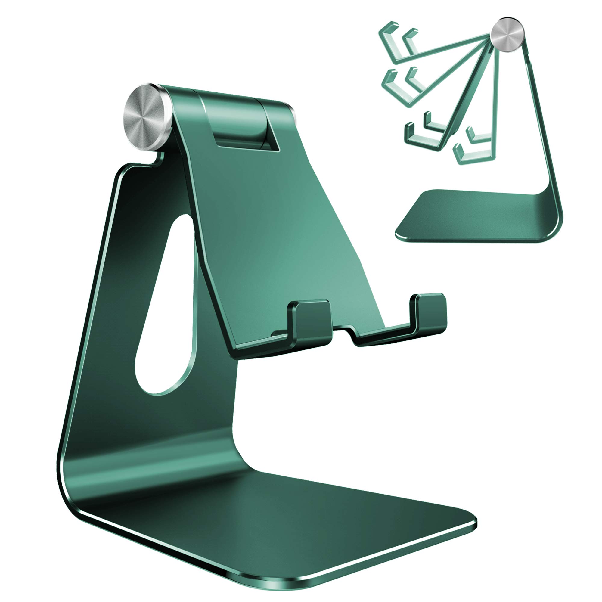 CreaDream Adjustable Aluminum Phone Stand - Universal Mobile Phone Holder Dock for iPhone 13 12 11 Pro Max & All Smartphones - Perfect for Desk, Office, Home & Charging (Midnight Green)