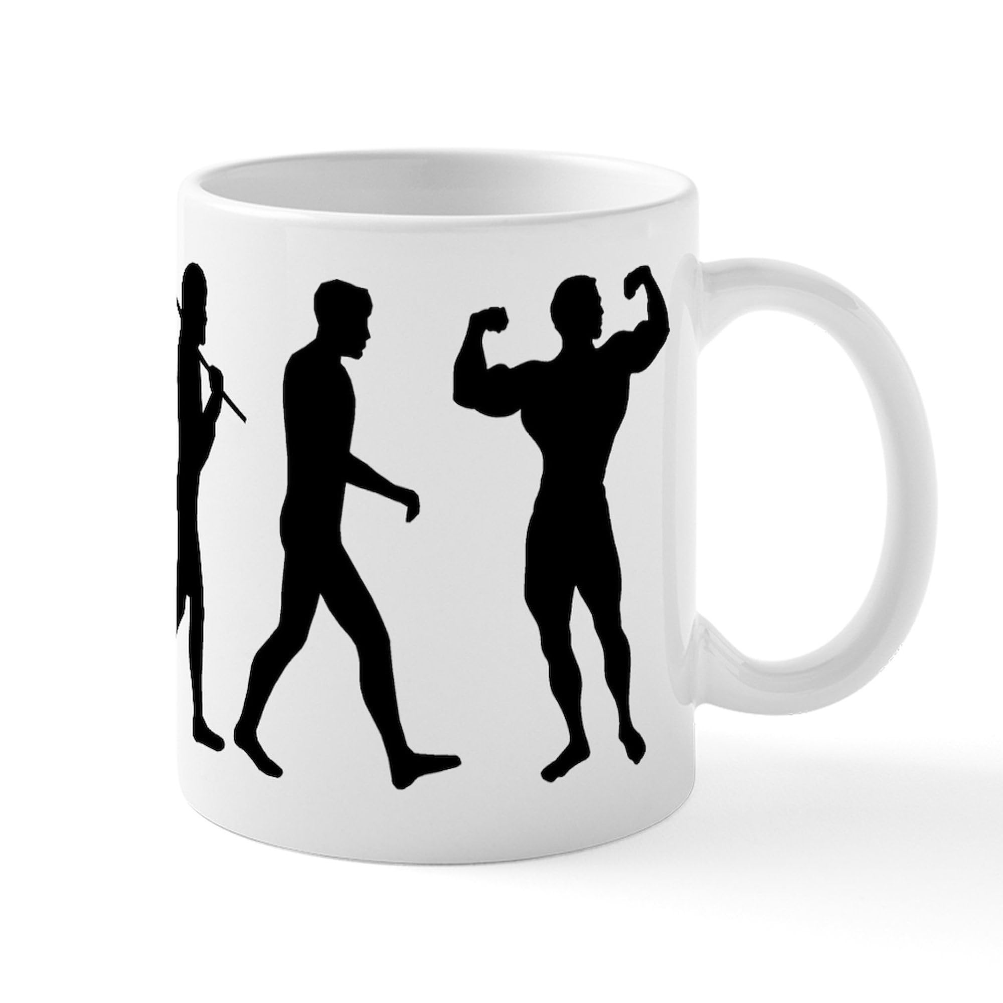 Bodybuilding Evolution 11 oz Ceramic Coffee Mug - 325ml Gym Workout Motivational Cup for Fitness Enthusiasts & Weightlifters - Perfect for Pre-Workout Coffee or Post-Training Protein Shakes