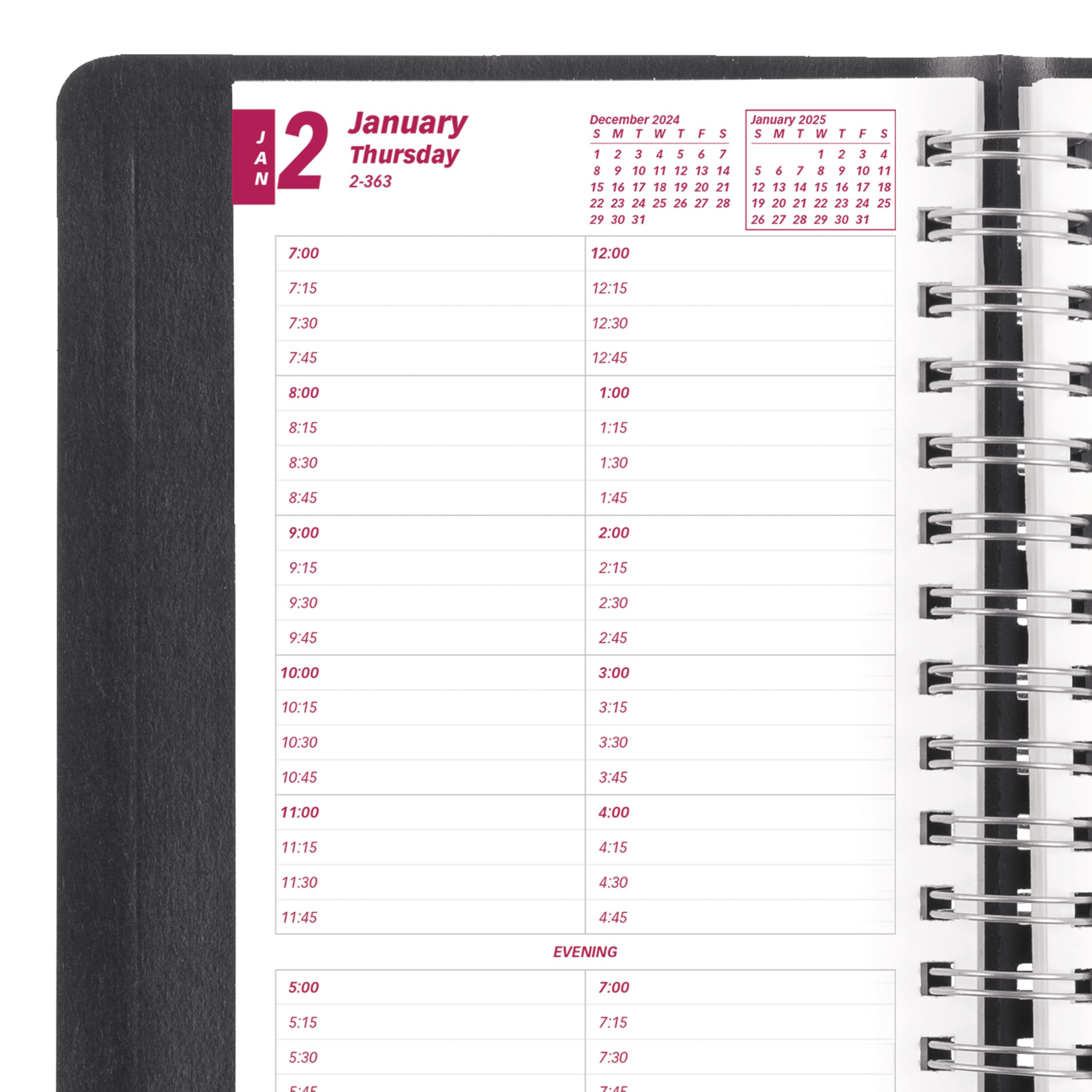 Brownline® 2025 Essential Daily Planner - 12 Month Appointment Book (January to December) with Twin-Wire Binding, 8