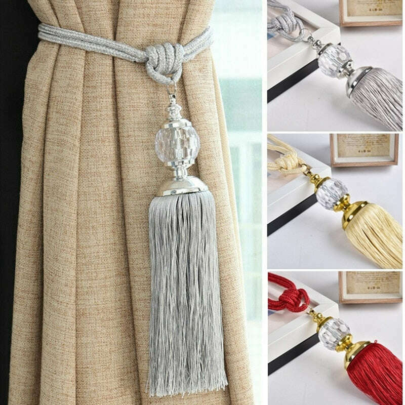 Gardena Crystal Beaded Tassel Curtain Tieback - Elegant Window Drapery Holder for Living Room & Bedroom Decor