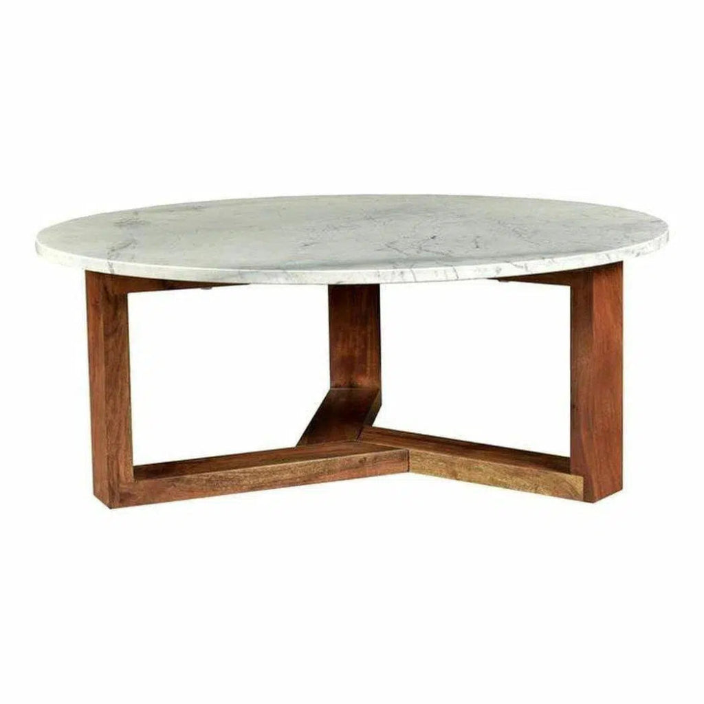 38 Inch Modern Coffee Table - Brown & White Finish - Perfect for Living Room, Lounge, or Office Decor