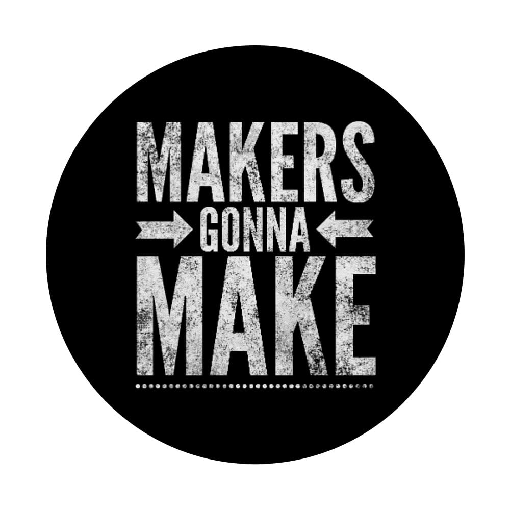 Funny DIY Maker Tee - Creative Makerspace Builder & Inventor T-Shirt with Swappable PopGrip for Phones & Tablets | Perfect for STEM Enthusiasts, Hackerspaces & Tech Conventions