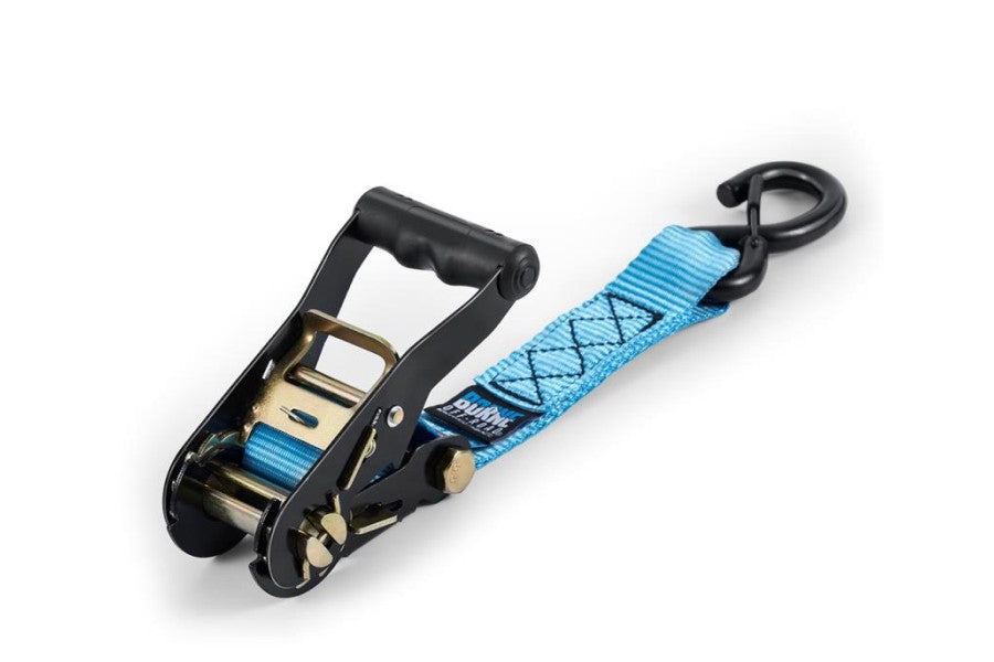 Borne Off Road Heavy Duty Ratchet Tie Down Straps Kit - 4 Pack Blue - Secure Cargo for Trucks, Trailers & Motorcycles - Perfect for Camping, Moving & Hauling