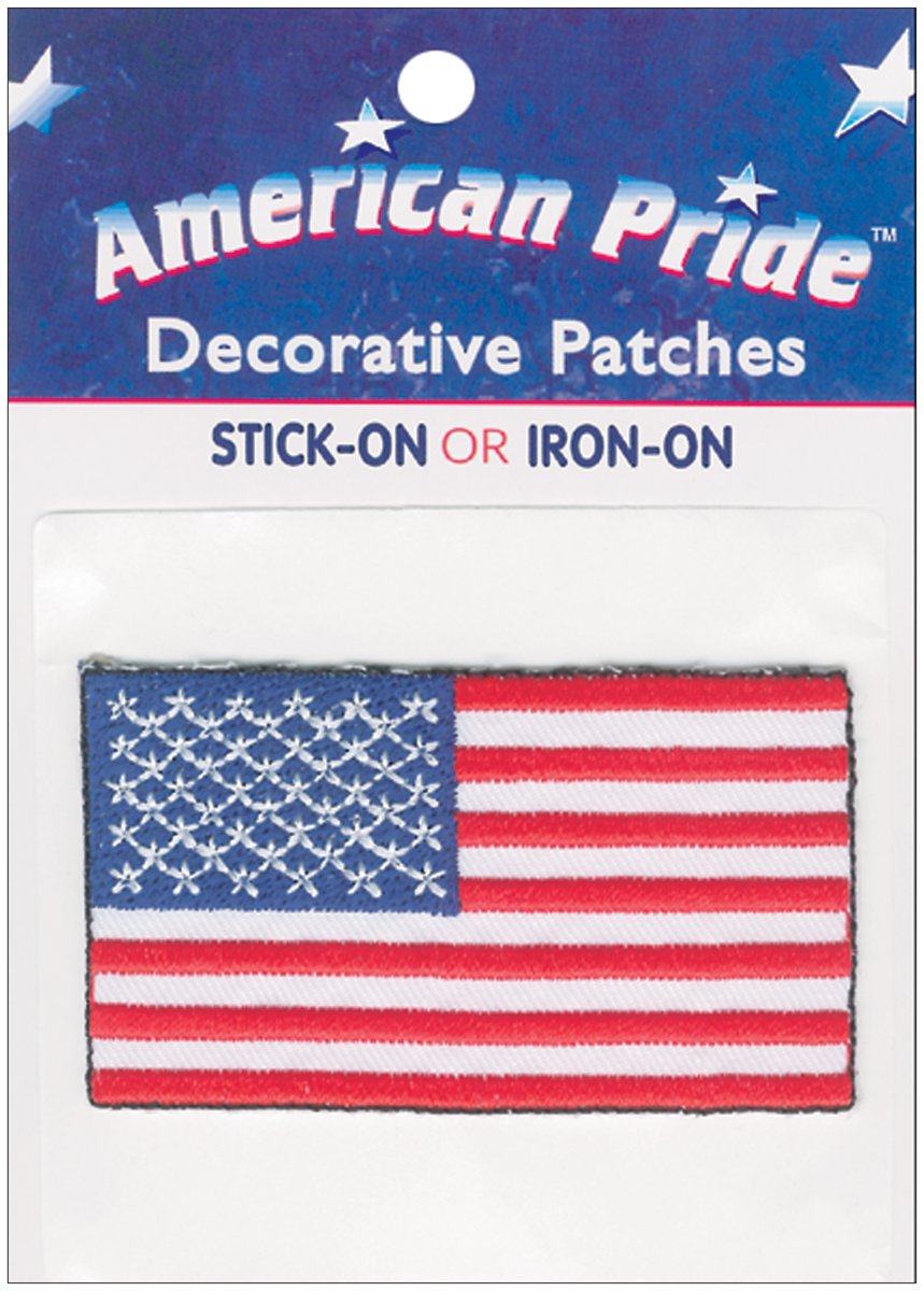 ThermoWeb Large American Flag Decorative Iron-On Patches - Patriotic Sewing & Craft Supplies for DIY Projects, Clothing, Bags, and Home Decor