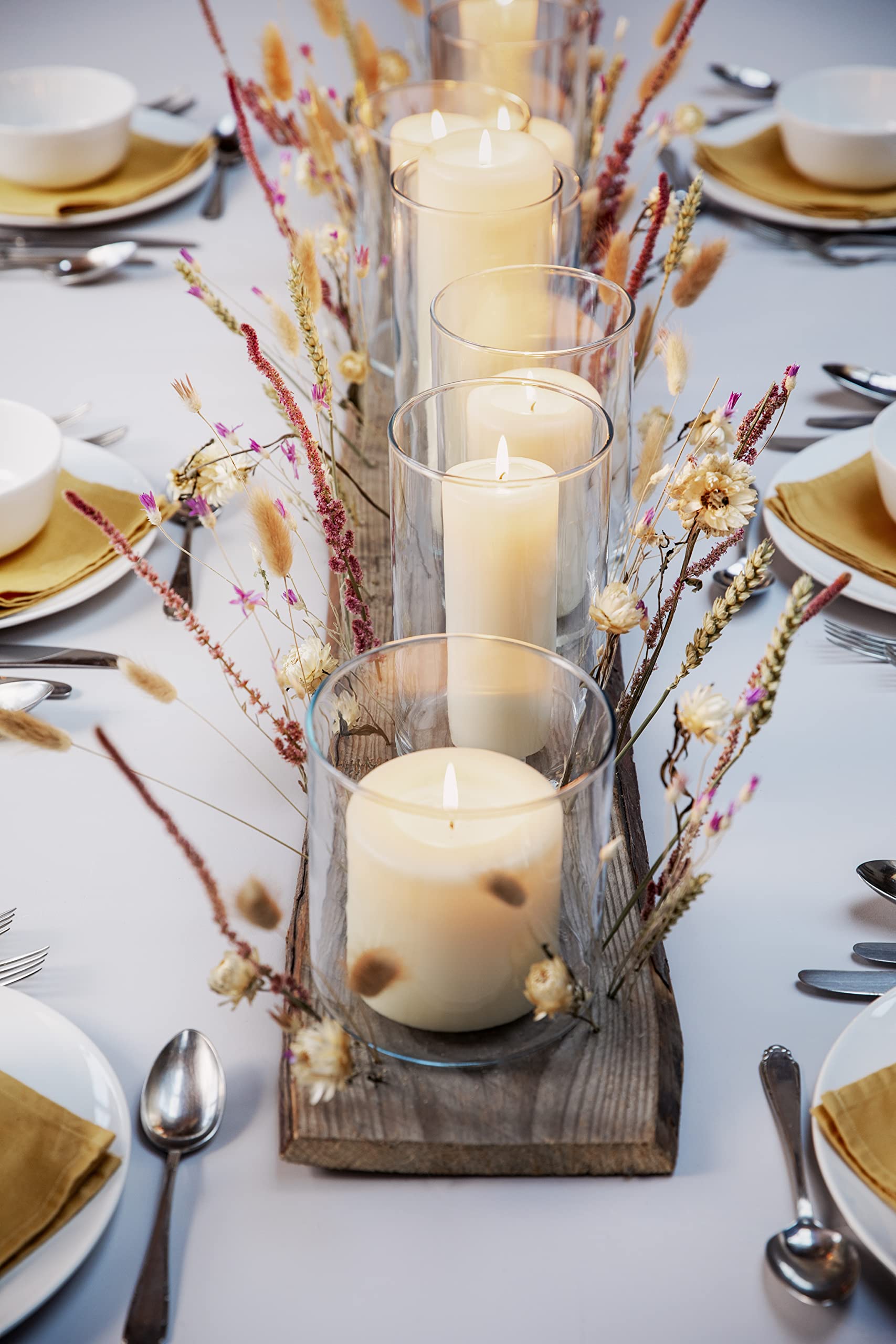 BOLSIUS Ivory Pillar Candles - Set of 4 (2.4 x 1.6 inches) - 60/40mm Premium Wax Candles for Home Decor, Wedding Centerpieces & Romantic Dinner Ambiance