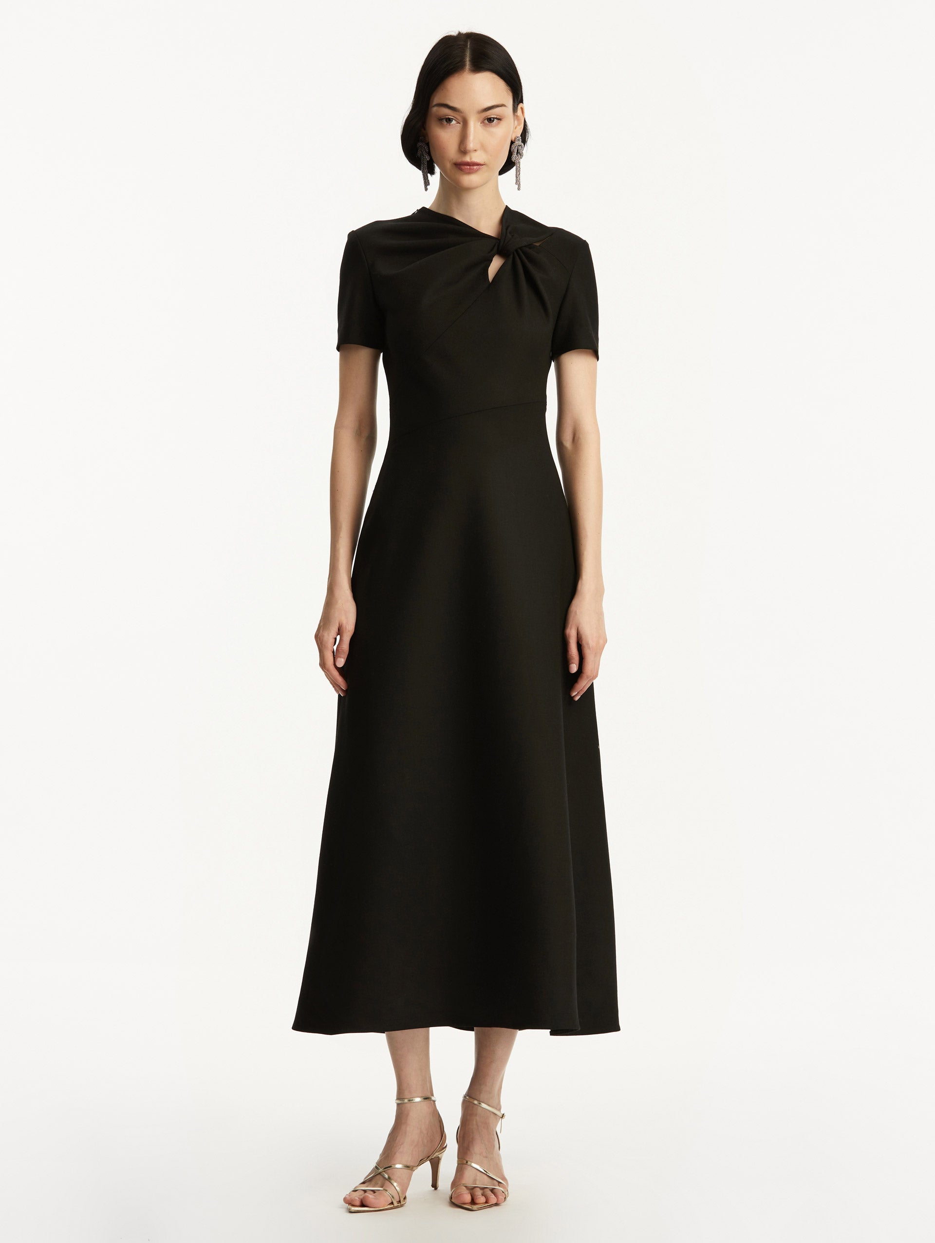 Elegant Twist Detailed Wool Dress for Women - Soft & Comfortable Winter Wear - Perfect for Office, Parties & Holiday Outfits