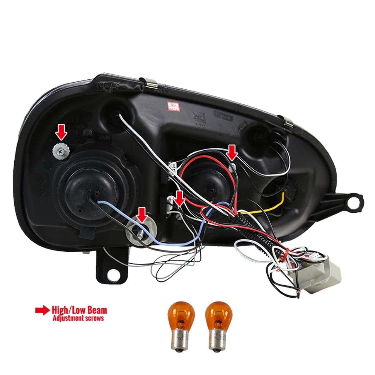 2006-2010 Volkswagen Jetta & 2006-2008 Golf/Rabbit Black Projector Headlight Housing Kit with Dual Halo LED - Upgrade Your Car Lighting for Night Driving & Enhanced Style