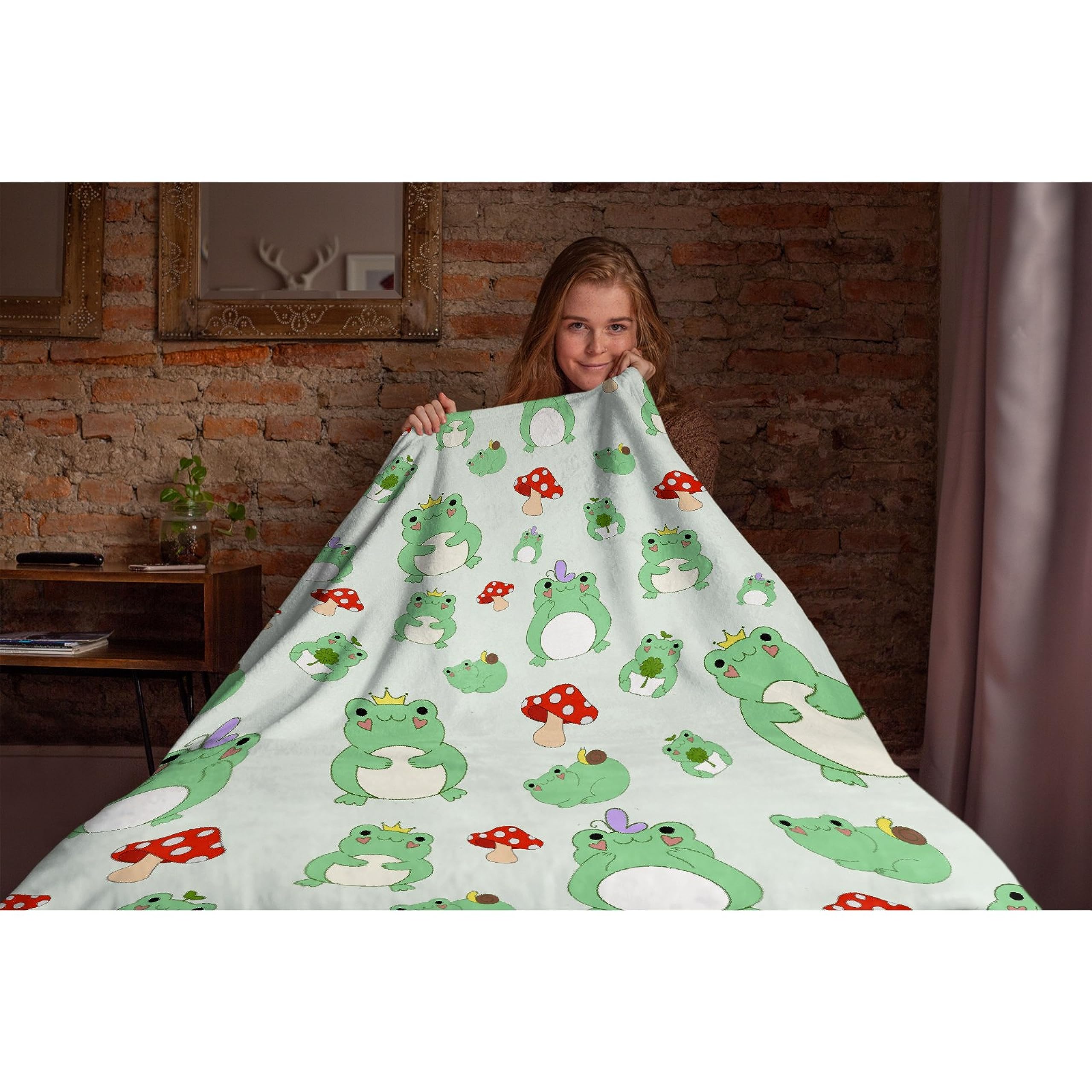 Soft Cozy Fuzzy Frog Blanket - Funny Oversized Throw (90