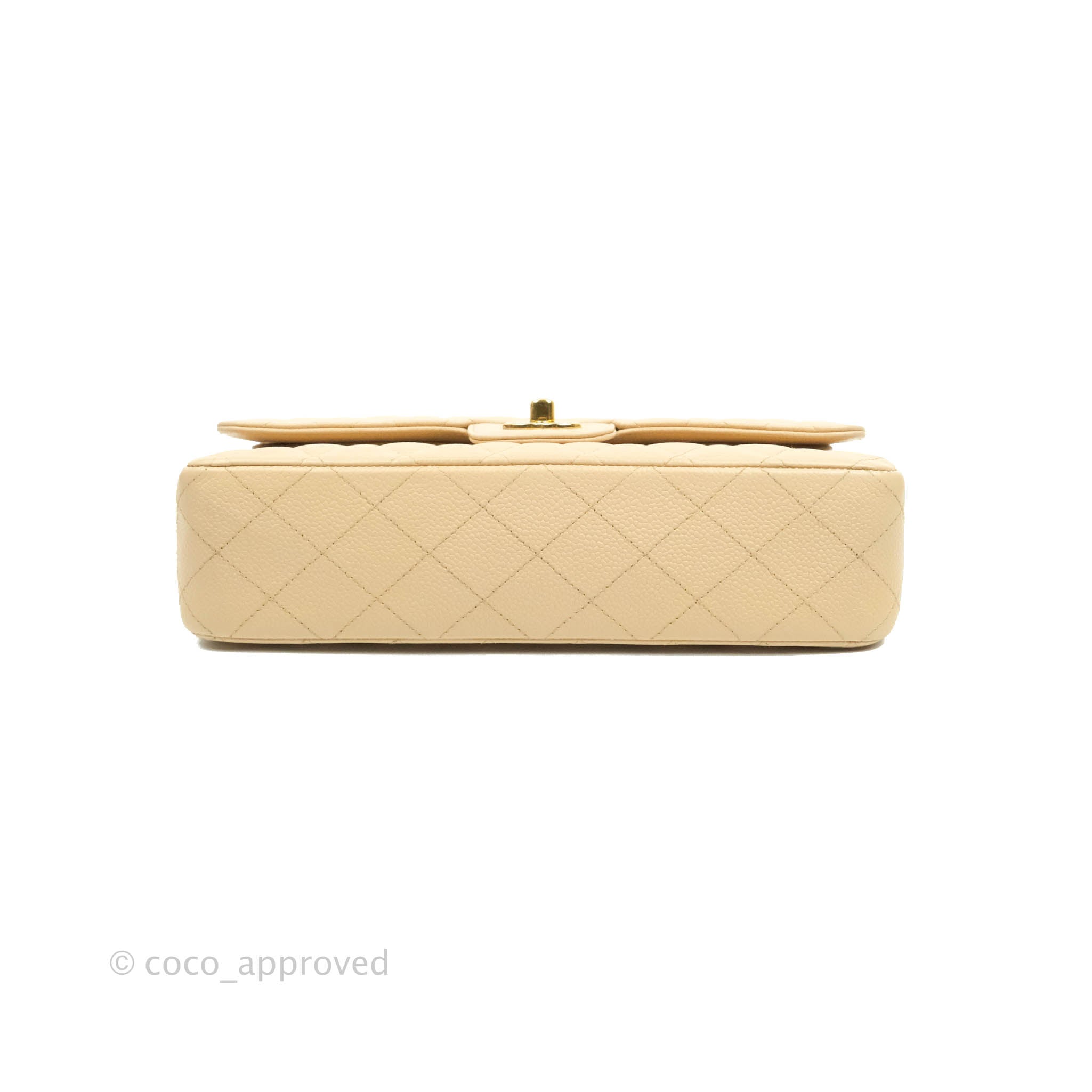 Chanel Classic Medium Double Flap Bag in Beige Caviar Leather with Gold Hardware - Luxury Designer Handbag for Women, Perfect for Work, Evening Events & Special Occasions