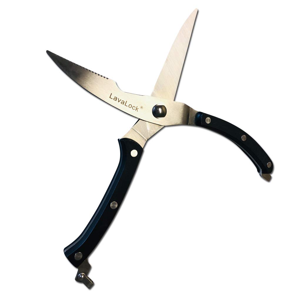 LavaLock Heavy Duty BBQ Scissors - Stainless Steel Poultry Shears for Kitchen & Grilling