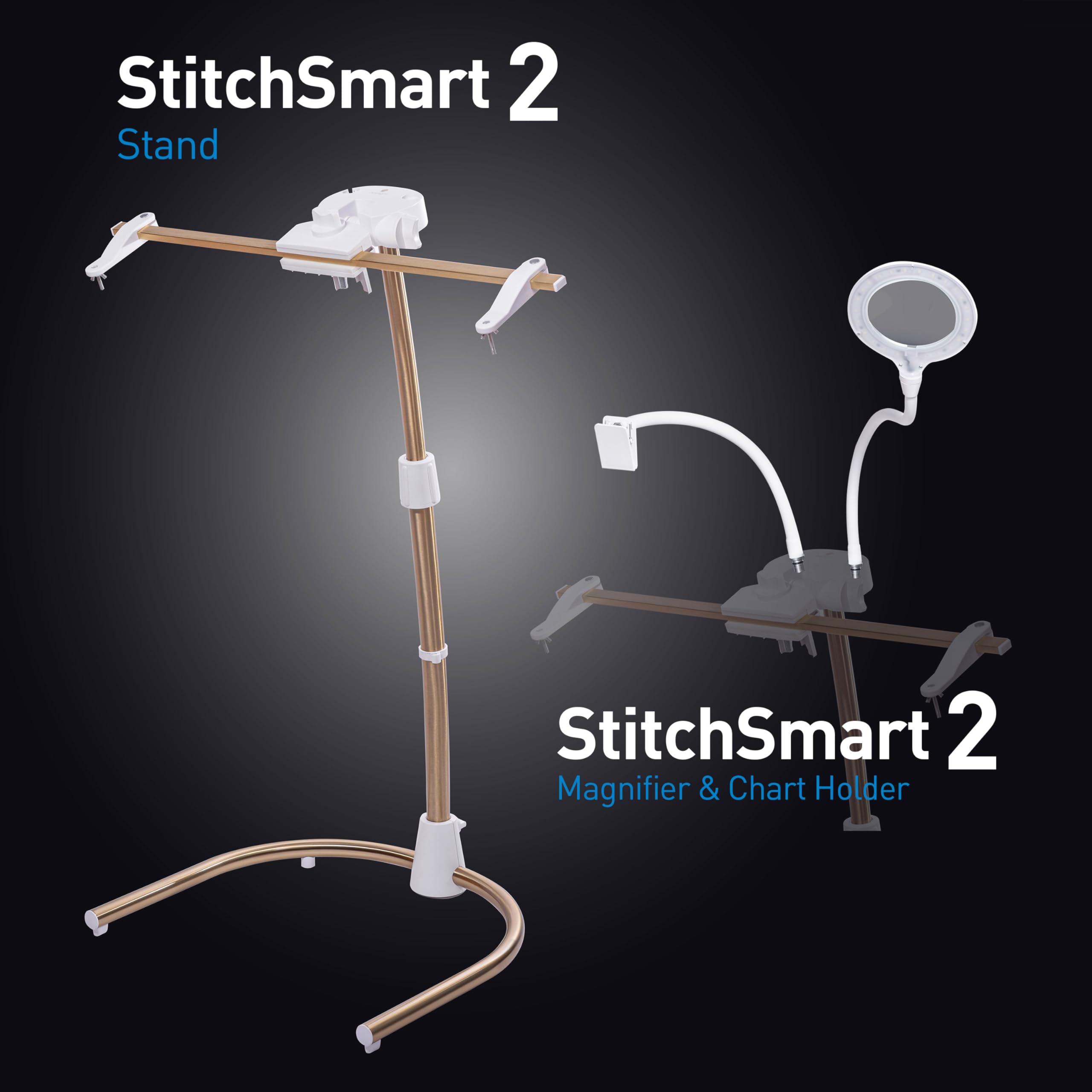 Daylight Company Stitchsmart Stand - Adjustable Embroidery Hoop Stand with 360° Rotation | Hands-Free Cross Stitch & Needlework Holder for Art, Craft & Sewing Projects | Perfect for Embroidery, Quilting & DIY Home Decor (White)
