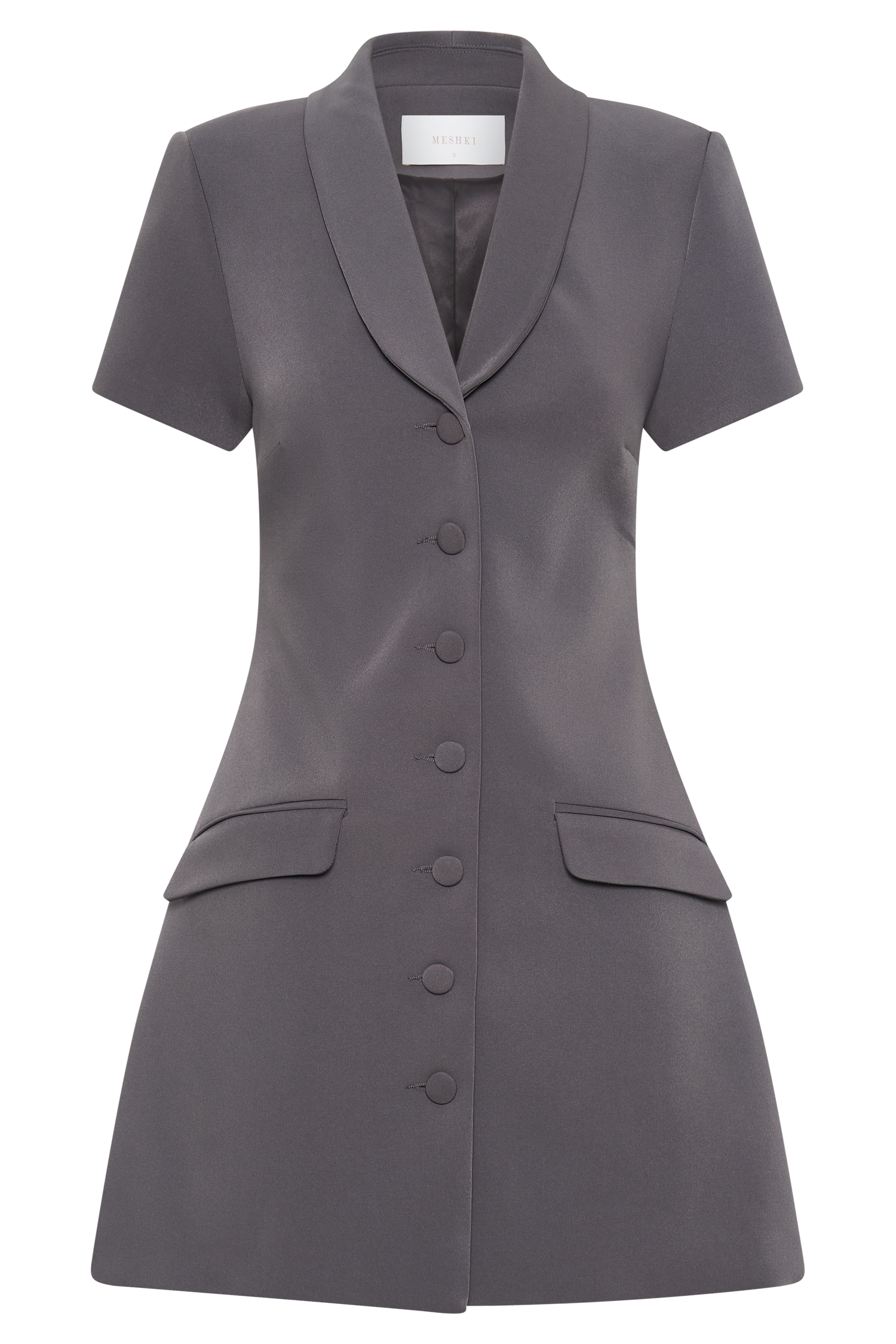 Paolina Collared Suiting Mini Dress in Charcoal - Elegant Office Wear & Cocktail Party Dress for Women