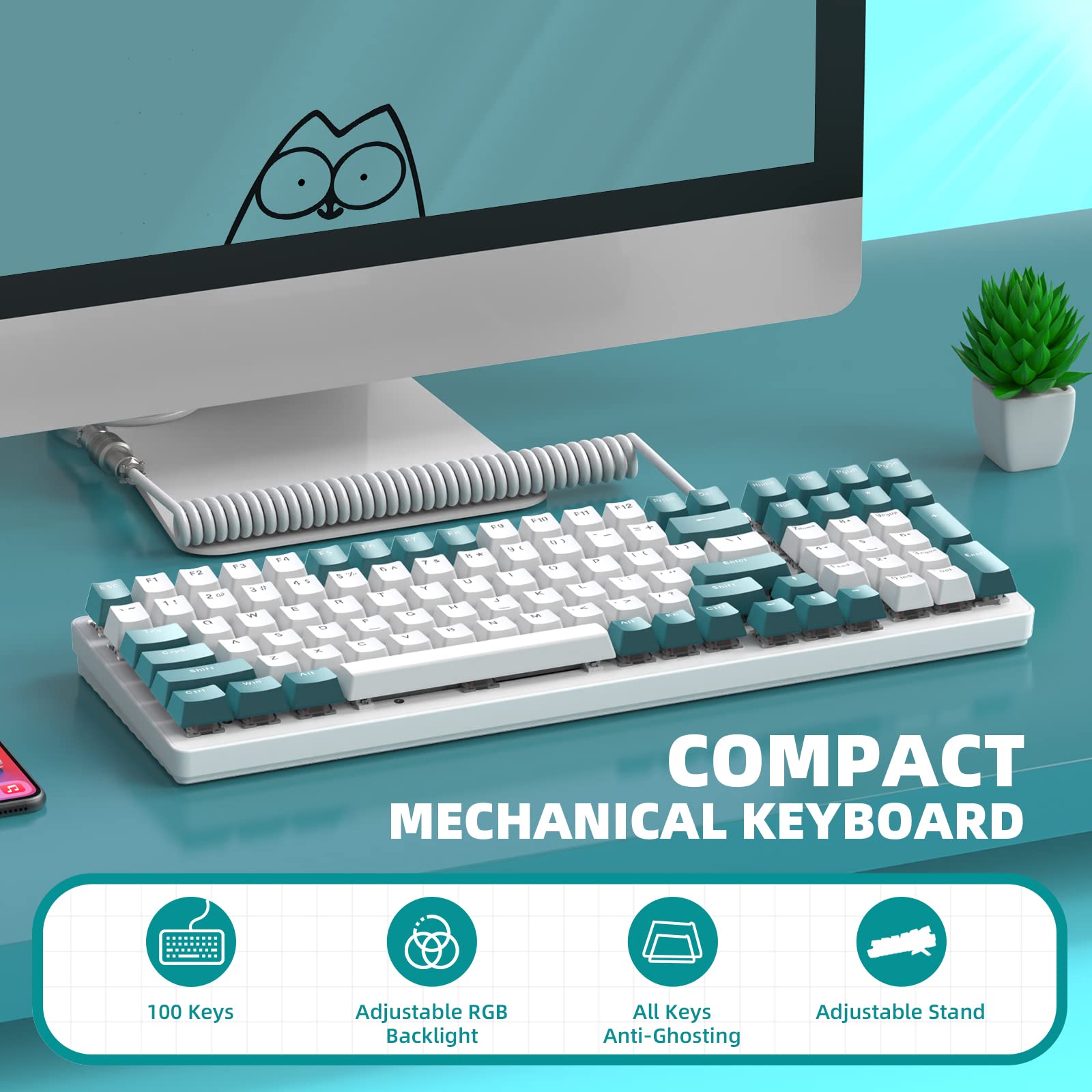 K3 PRO RGB Mechanical Gaming Keyboard - 96% Compact, Red Switch for PC/Mac/Xbox Gamers - Perfect for Esports & Office Use