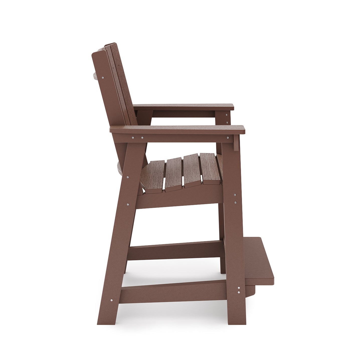 Modern Brown Counter Height Chair - Durable HDPE Poly Lumber Dining Stool for Kitchen, Bar, Patio & Outdoor Use - Perfect for Restaurants, Cafes and Garden Relaxation