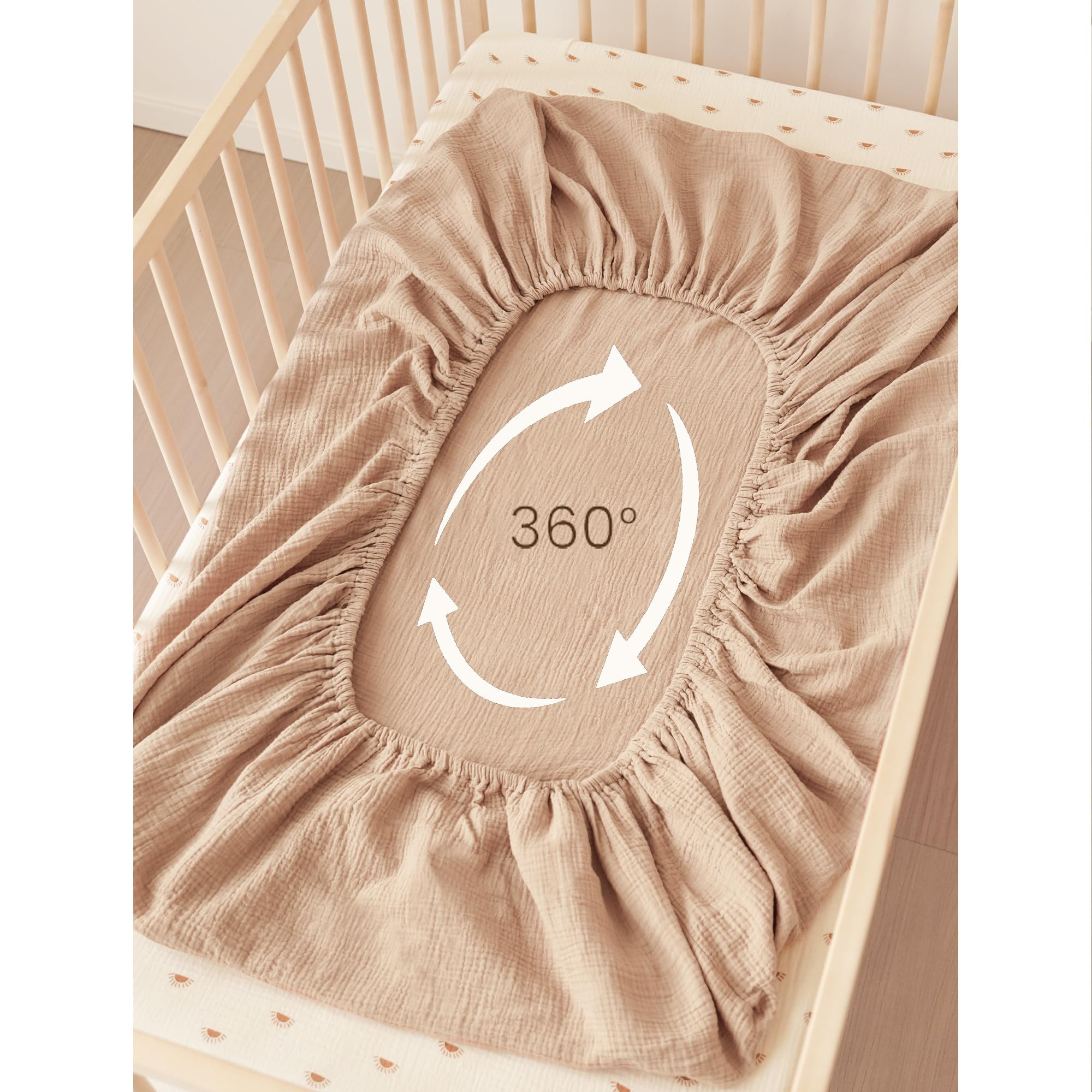 Soft Cotton Muslin Crib Sheets for Boys & Girls - 2 Pack Neutral Baby Bedding Set (52