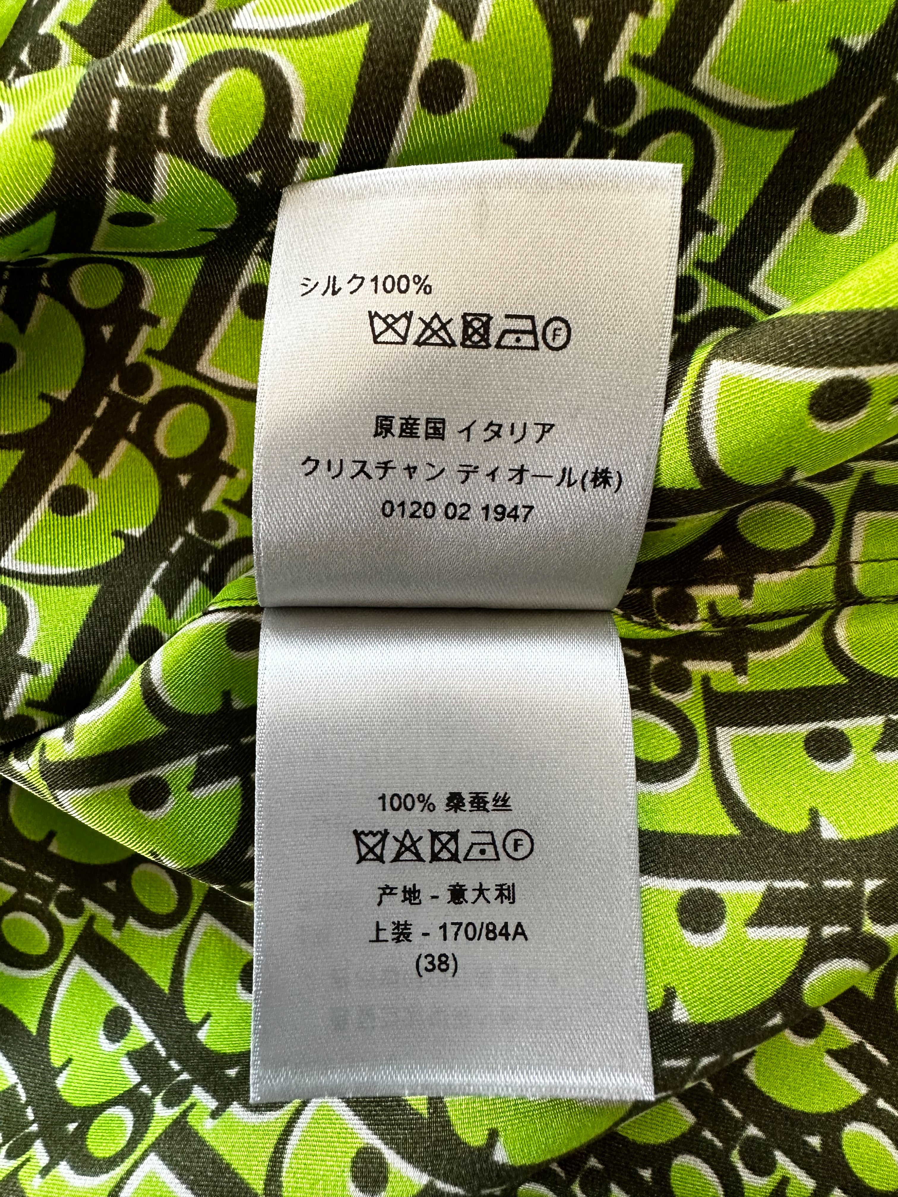 Dior Green & Black Oblique Silk Button Up Shirt for Men - Luxury Designer Dress Shirt for Business, Party & Formal Occasions