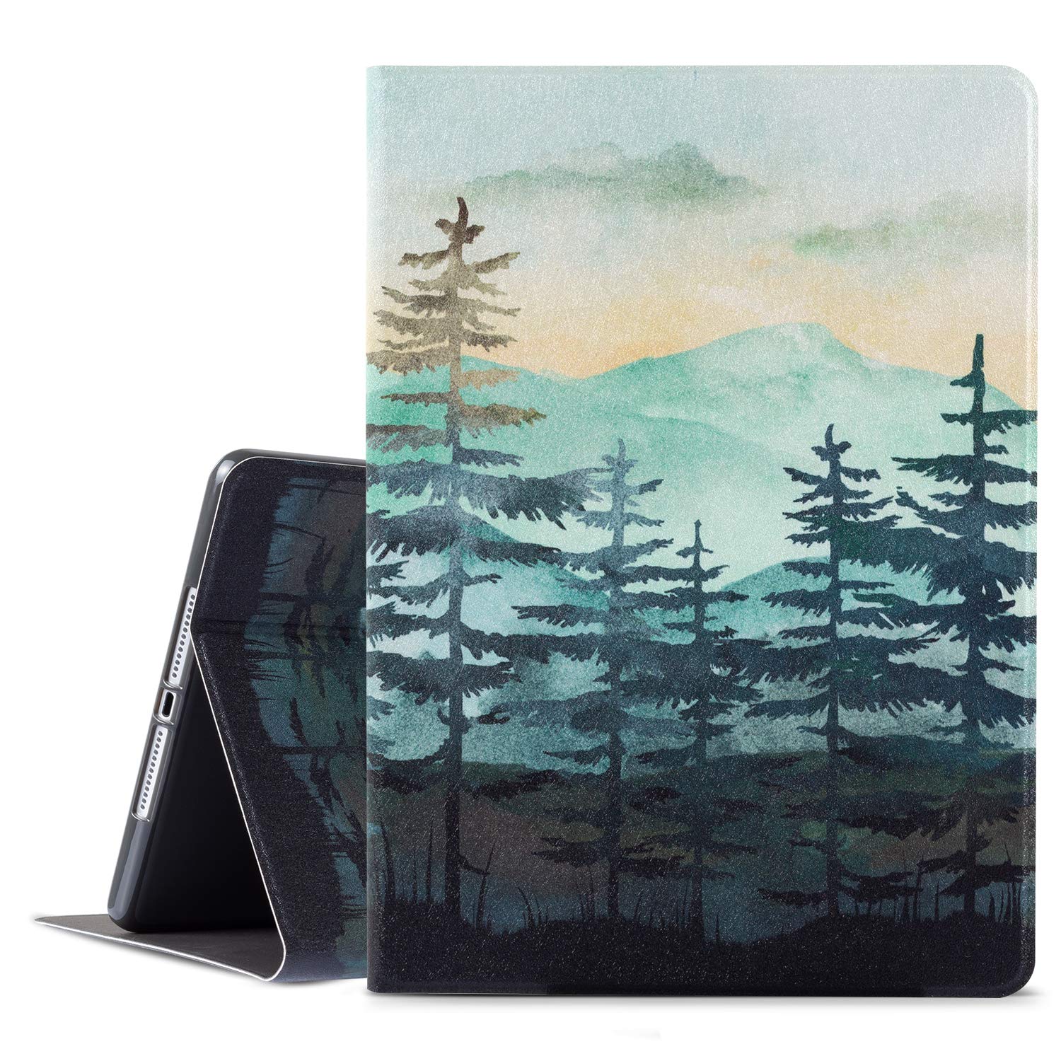 Premium Leather iPad Case for iPad 5th/6th Gen, iPad 9.7 (2017/2018), iPad Air 1/2 - Vimorco Protective Cover with Auto Wake/Sleep & Adjustable Stand (Green Forest) - Perfect for Work, Travel & Home Use