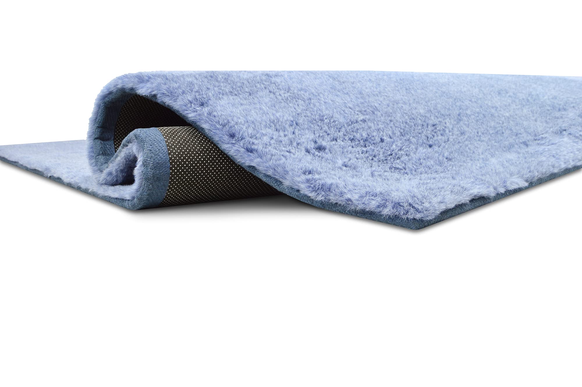 Soft Faux Fur Shaggy Area Rug - Non-Slip Backing for Living Room, Kids Room & Nursery - Modern Home Decor Carpet in Denim Blue - Perfect for Cozy Flooring, Play Areas & Stylish Interior Design