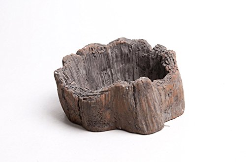 Handmade Round Stump Wooden Color Resin Succulent Planter - Decorative Flower Pot for Home, Office & Garden Decor | Perfect for Succulents, Air Plants & Small Indoor Plants
