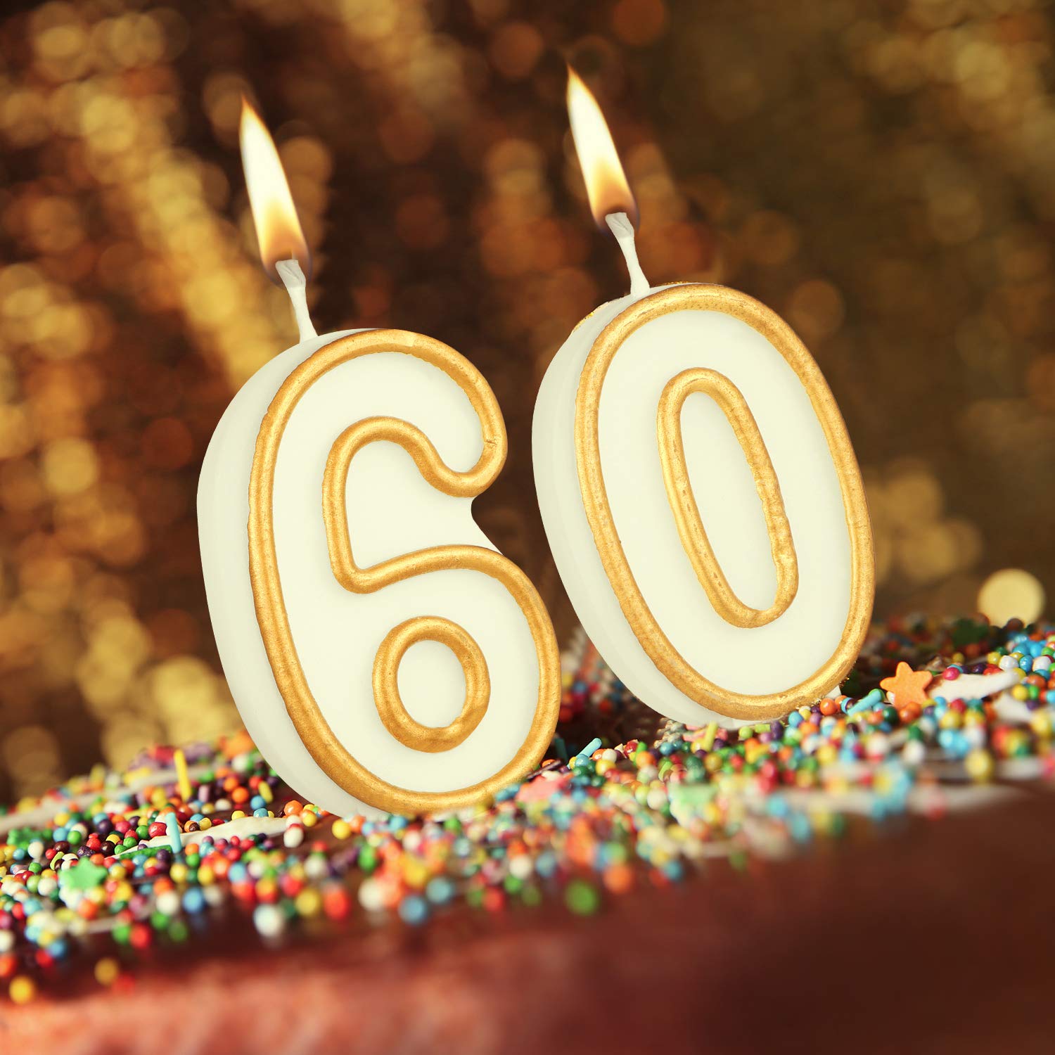 10-Piece White & Gold Edged Number Candles 0-9 - Elegant Cake Topper for Birthday, Wedding, Anniversary Parties - Perfect for Milestone Celebrations and Special Occasions