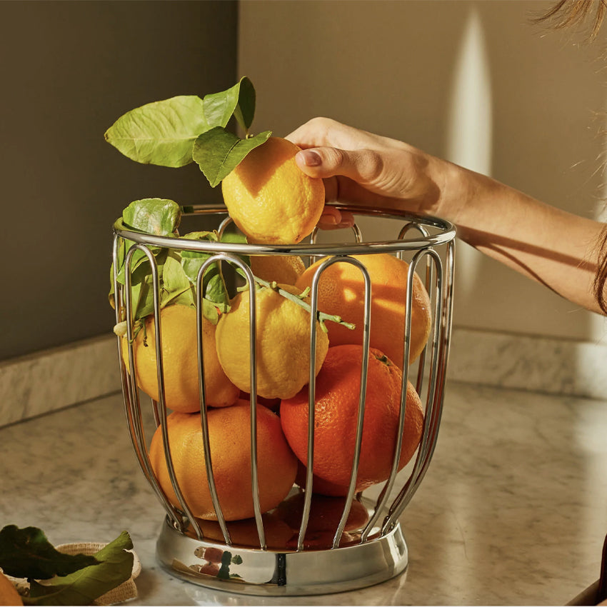 Alessi 370 Citrus Basket - Stainless Steel Fruit Holder for Kitchen Countertop & Dining Table Decor - Perfect for Displaying Lemons, Oranges, and Fresh Fruits