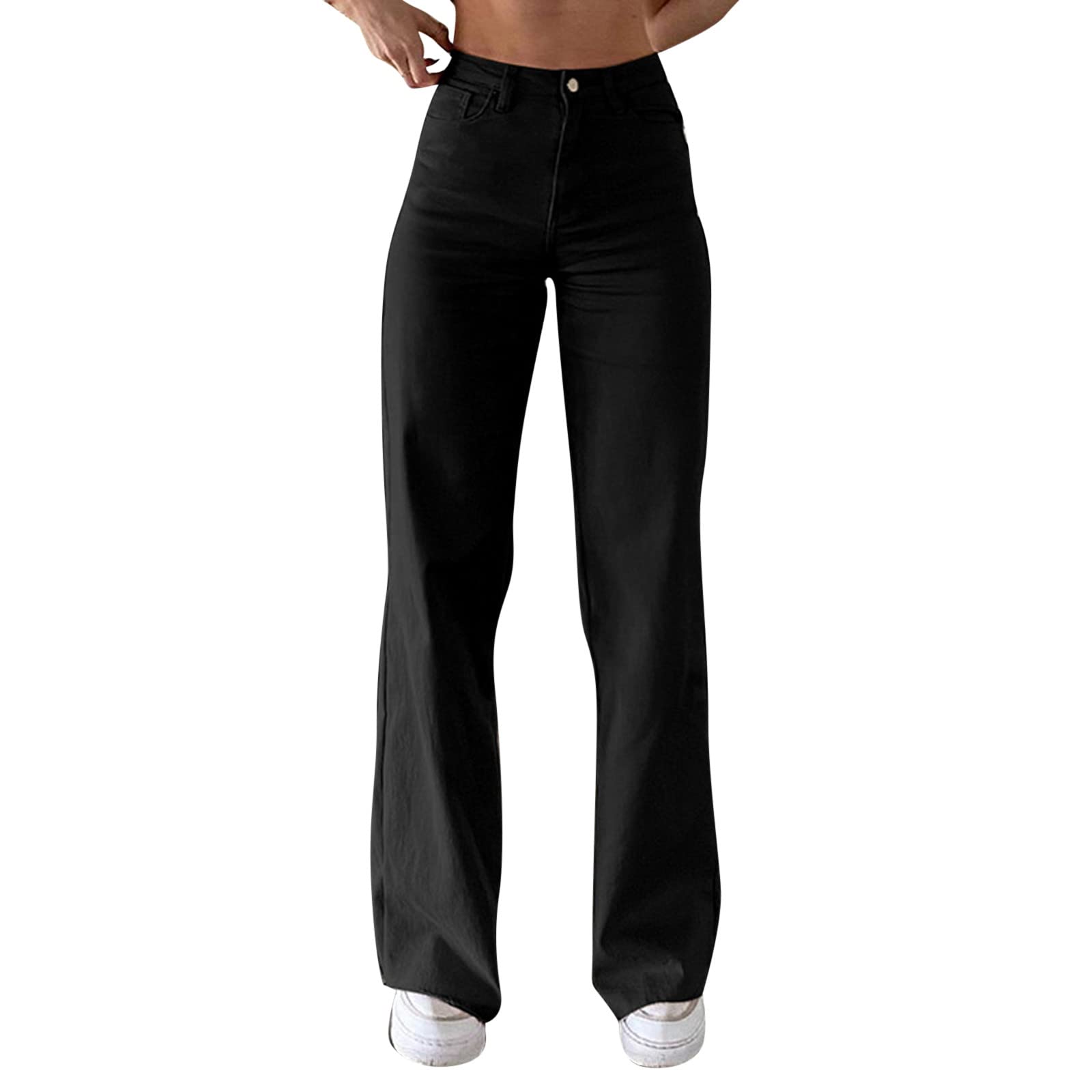Women's White High Waisted Baggy Ripped Boyfriend Jeans - Fashion Denim Skater Pants for Casual Wear & Street Style