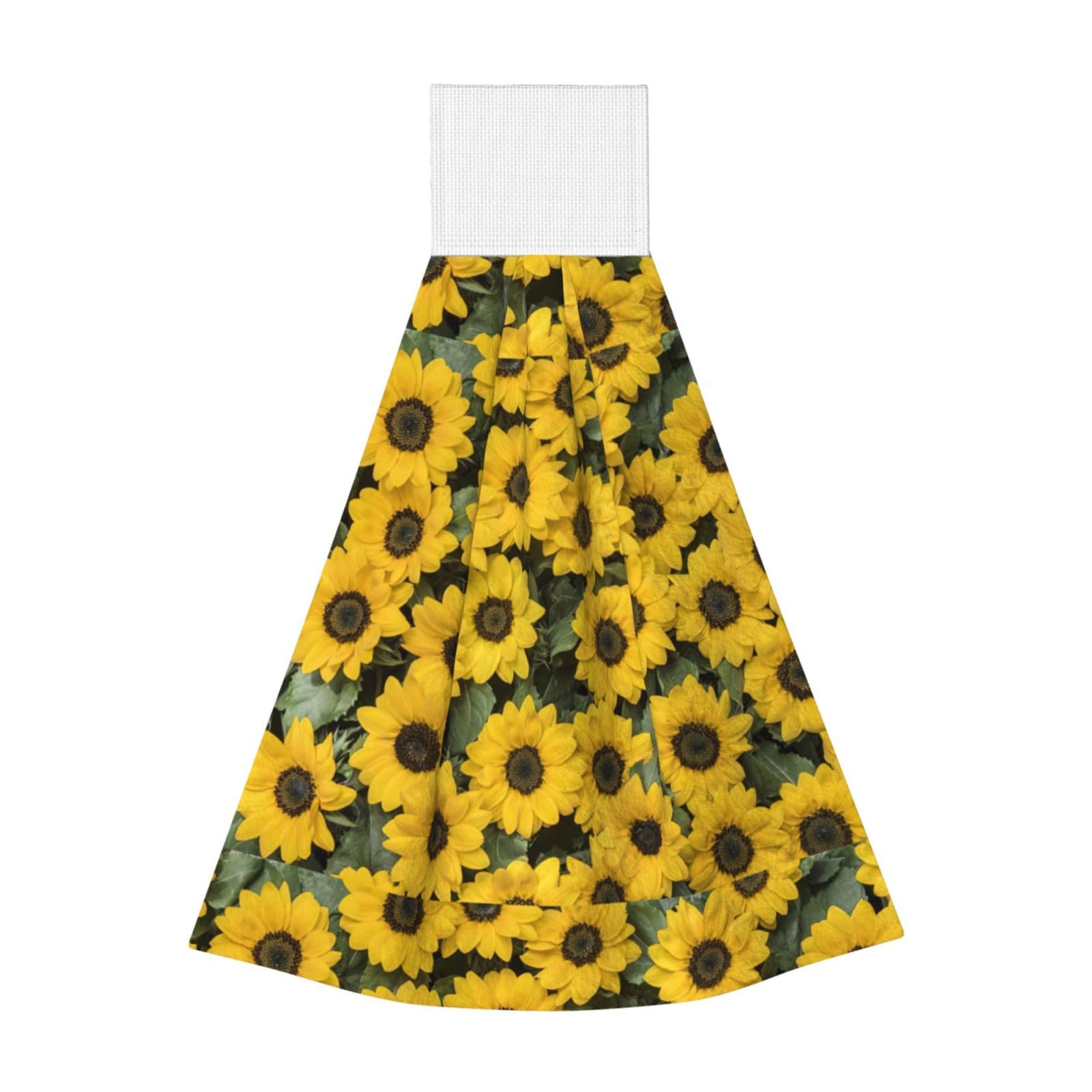 Soft Coral Velvet Sunflower Hanging Kitchen Towels - Absorbent Hand Towels with Loops for Bathroom, Dish Cloth & Washcloth | Perfect for Kitchen Decor, Dish Drying & Bathroom Essentials