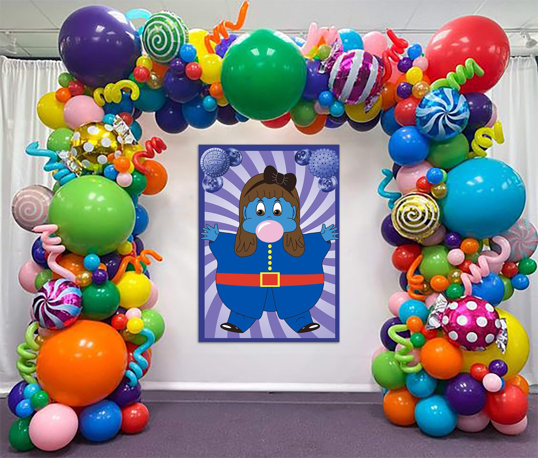 Chocolate Factory Party Decorations - Pin The Gum on Violet Game for Kids | Candyland Birthday Party Supplies, Halloween Cosplay & Kids Party Games | Perfect for Birthday Parties, Classroom Activities & Family Game Nights