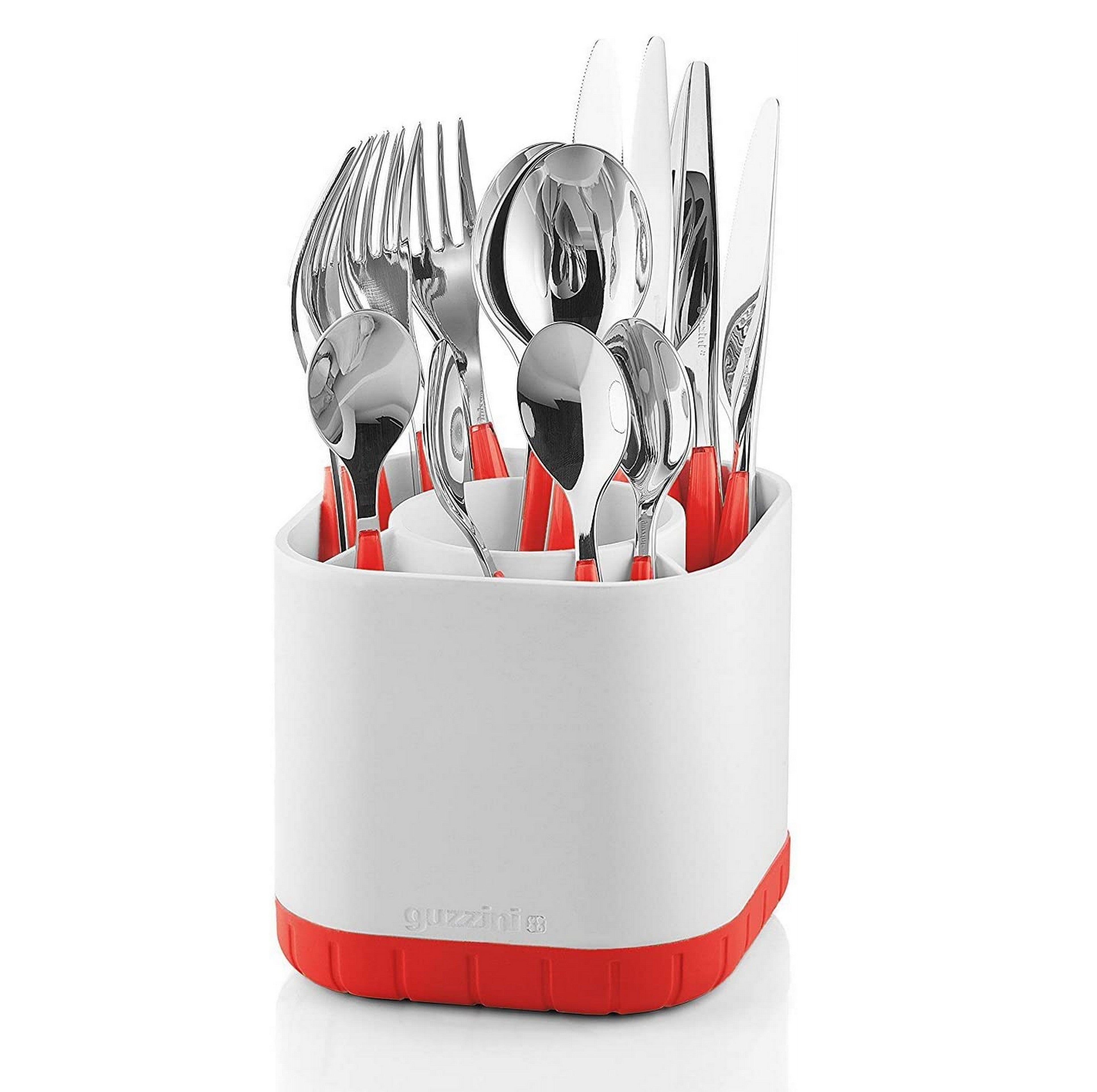 Guzzini Red Kitchen Cutlery Drainer with Fill & Drain - Perfect for Drying Utensils, Knives, and Spoons in Modern Kitchens