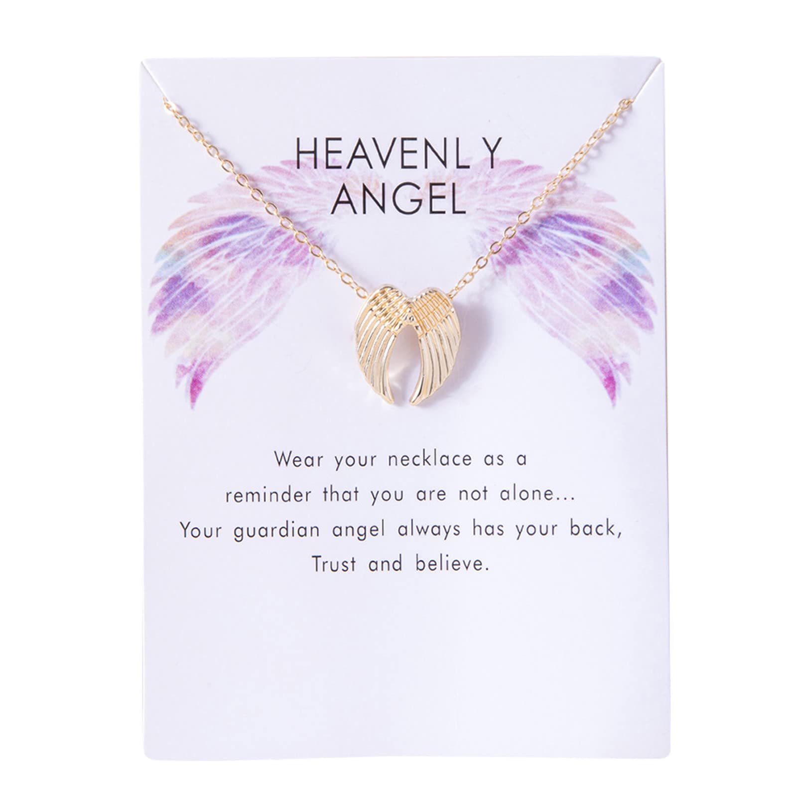 Elegant Gold Plated Angel Wing Pendant Necklace for Women - Dainty Layering Necklace Set - Perfect for Everyday Wear, Gift Giving & Special Occasions