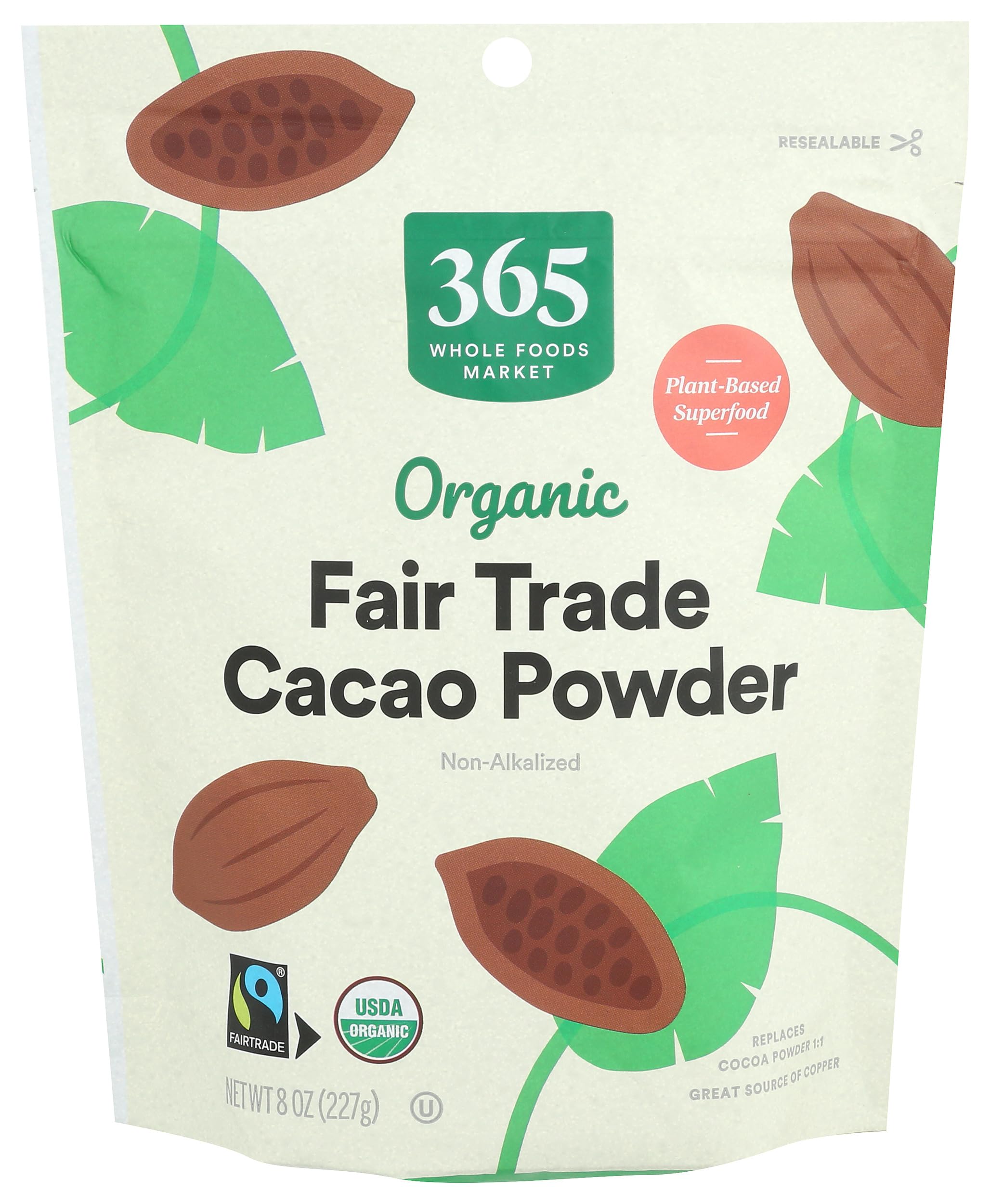 Organic Cacao Powder by 365 by Whole Foods Market, 8 oz | Unsweetened Cocoa for Baking, Smoothies & Healthy Desserts | USDA Certified