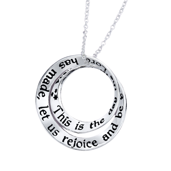Psalm 118:24 Sterling Silver Double Mobius Necklace - 'This Is The Day The Lord Has Made' Bible Verse Jewelry for Women, Perfect for Church, Worship & Daily Faith Inspiration