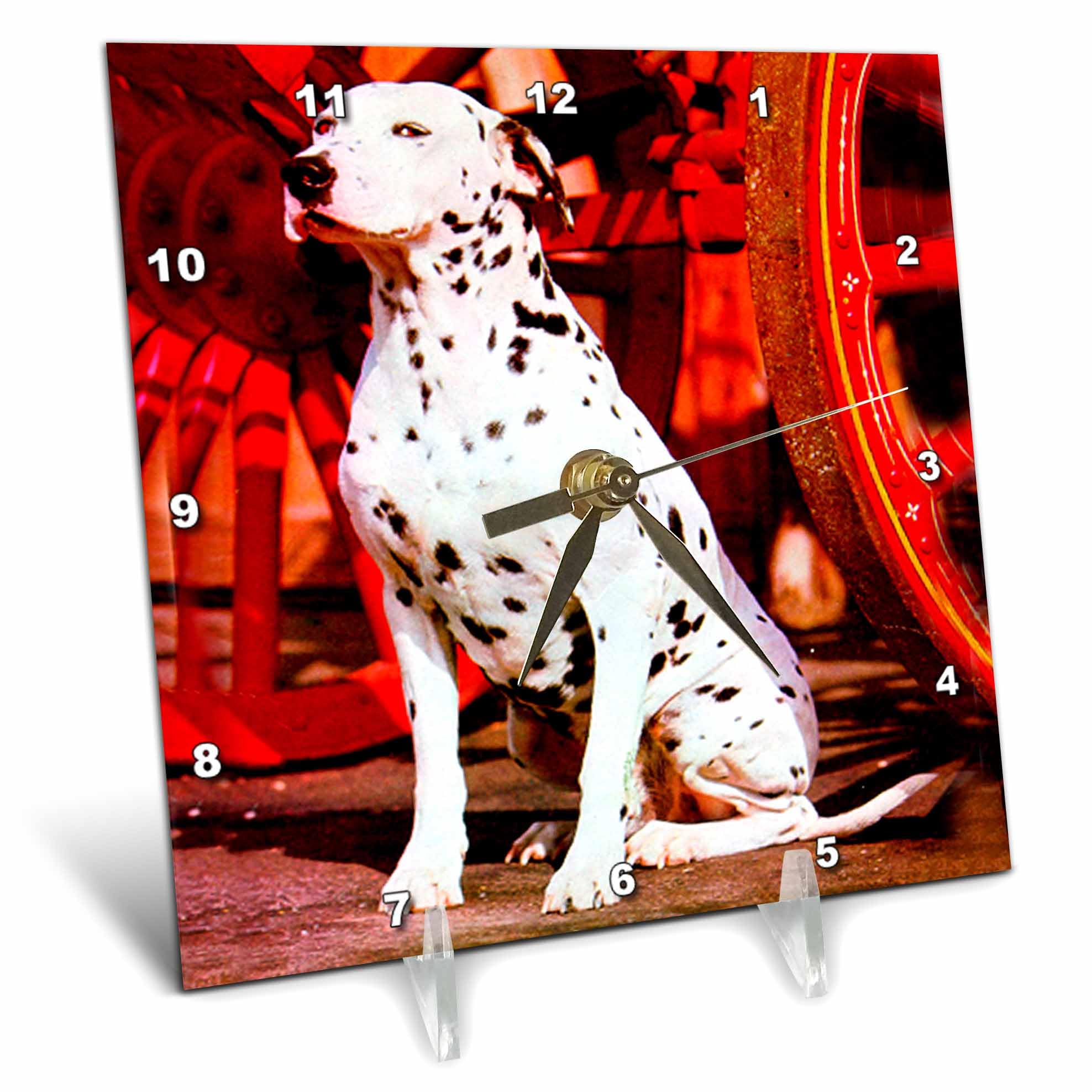 3D Rose Dalmatian Dog Themed Desk Clock - 6 x 6 Inch Stylish Office Decor | Perfect for Home, Office, or Gift Giving