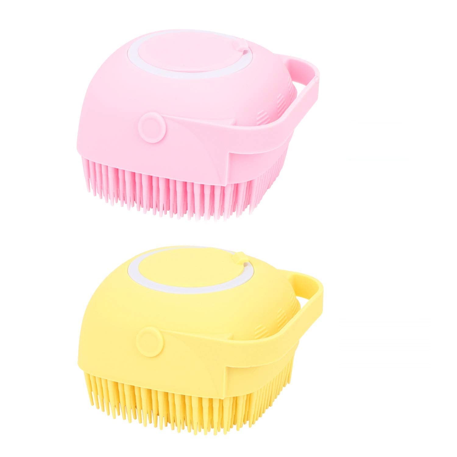 BullBear Silicone Body Scrub Brush with Shampoo Dispenser - Exfoliating Bath Brush for Smooth Skin, Soft Massage & Deep Cleansing - Perfect for Shower, Spa & Relaxation (Pack of 1, Multi-Color)