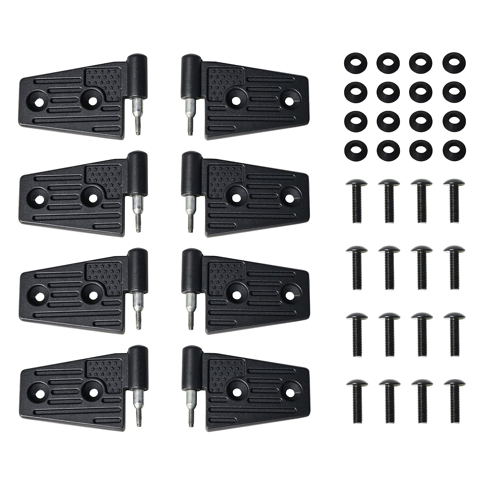 **Jeep Wrangler JK JKU Door Hinges (2007-2018) - OEM Replacement Hinge Sleeve Kit - 8-Piece Black Aluminum for Rubicon, Sahara, Sport - Perfect for Off-Roading & Daily Driving**