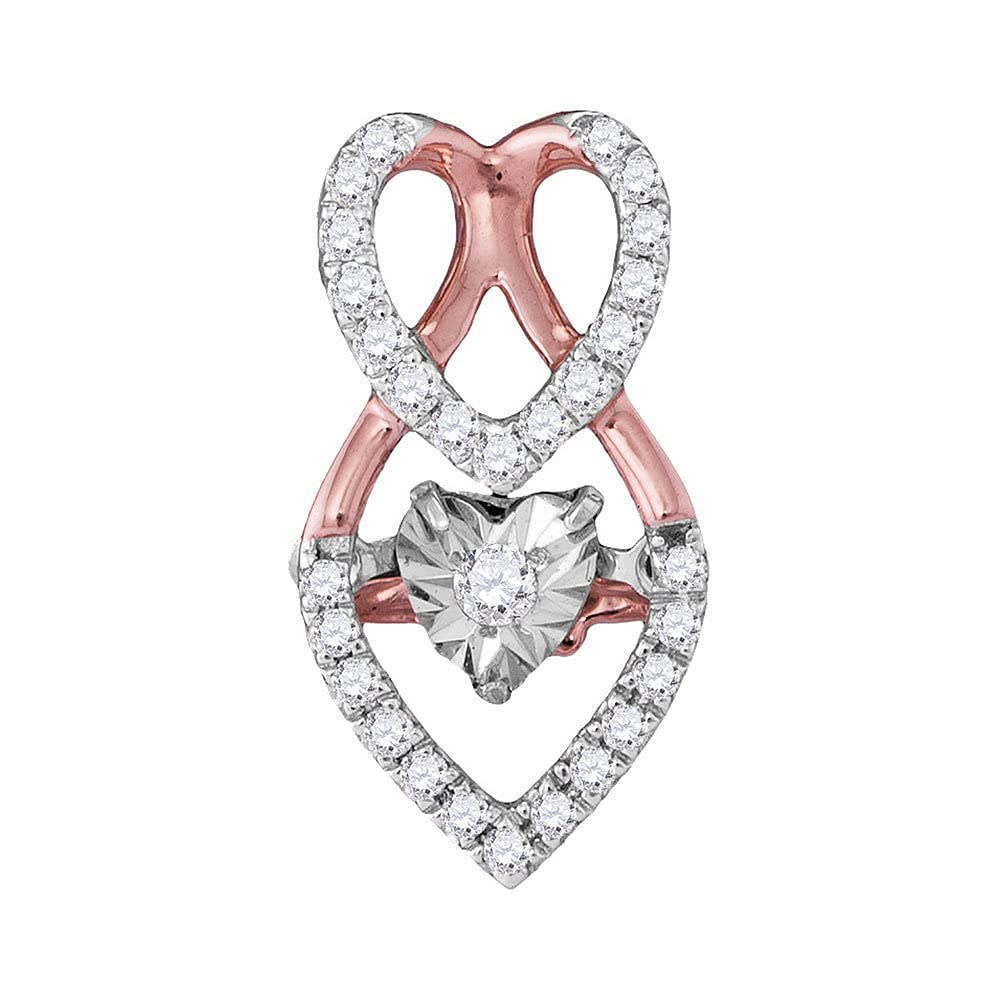 10K White Gold Women's Moving Round Diamond Heart Pendant Necklace - 1/6 CTTW - Perfect for Valentine's Day Gifts, Anniversary Presents & Special Occasions