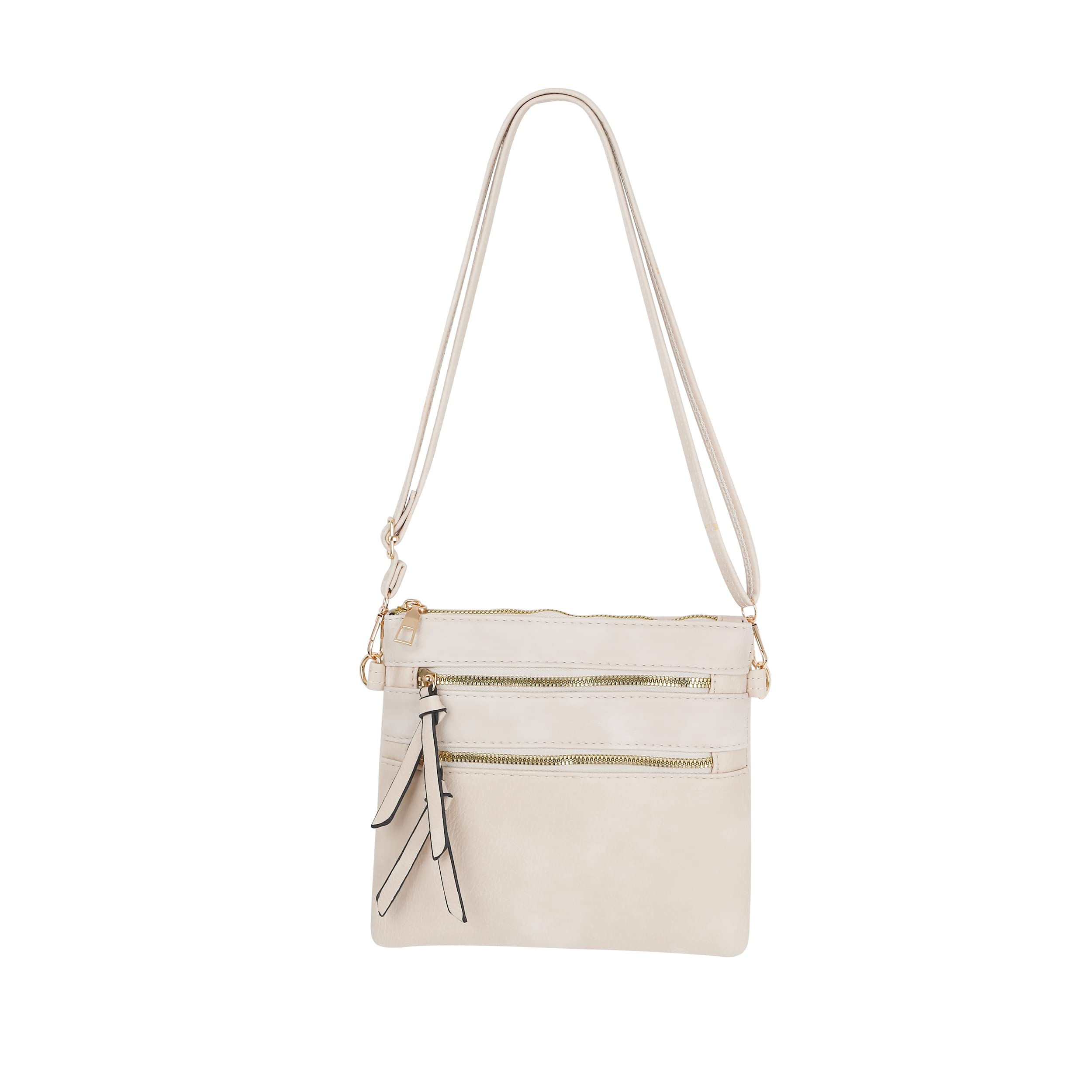 DELUXITY Women's Essential Casual Crossbody Bag with Multiple Pockets & Double Zipper - Perfect for Everyday Use, Travel, and Work