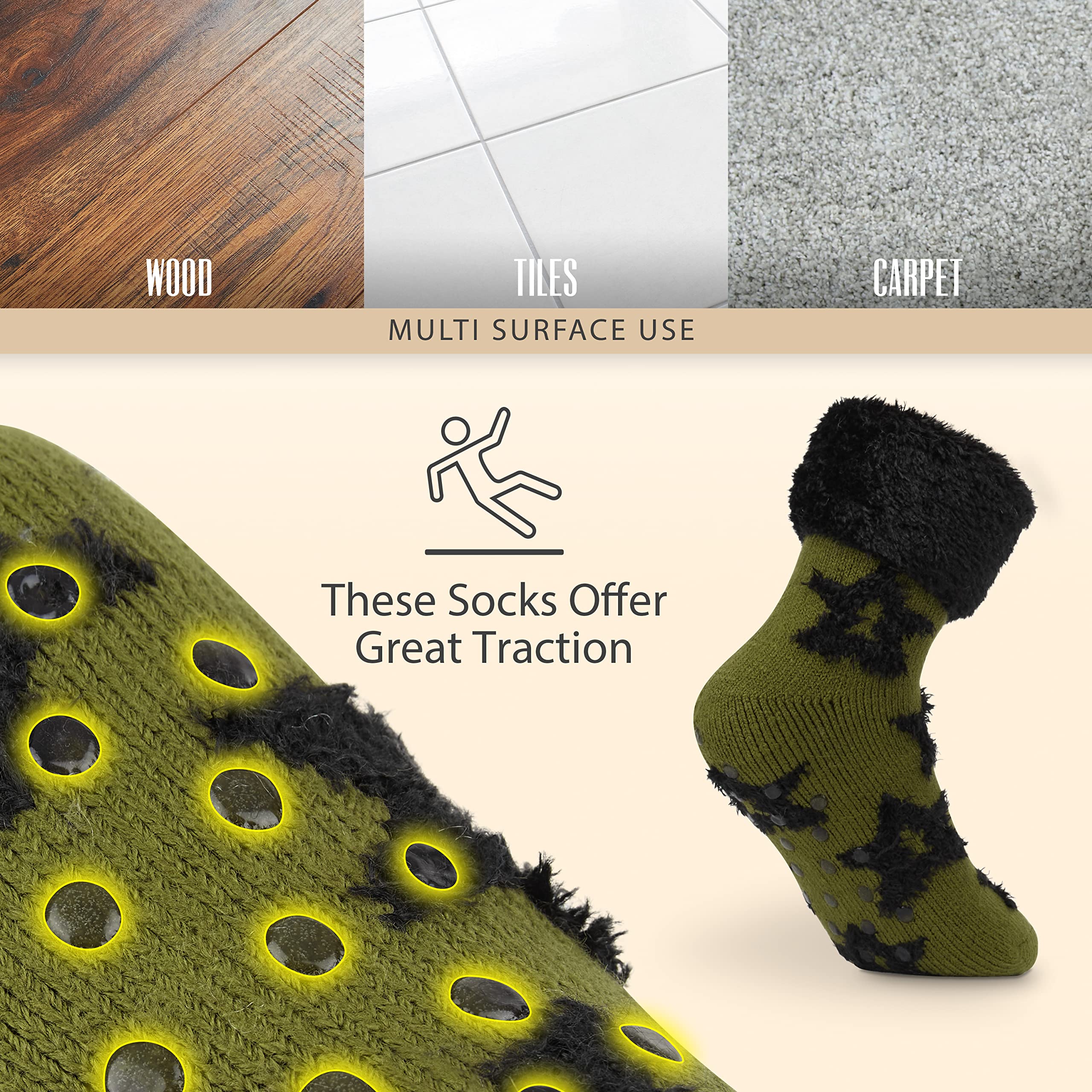 CityComfort Women's Non-Slip Fleece Slipper Socks - Ultra Soft Warm Fuzzy House Socks for Women & Teens - One Size Fits Most - Perfect for Lounging, Winter Comfort & Cozy Gifts
