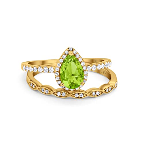 14K Yellow Gold Simulated Peridot CZ