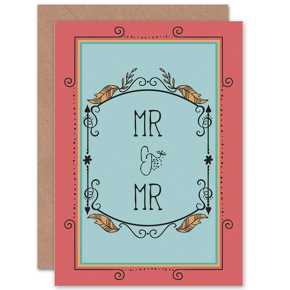 Wee Blue Coo Same Sex Marriage Greeting Card - Elegant Red Leaf Design for LGBTQ+ Couples | Perfect for Weddings, Anniversaries & Celebrations