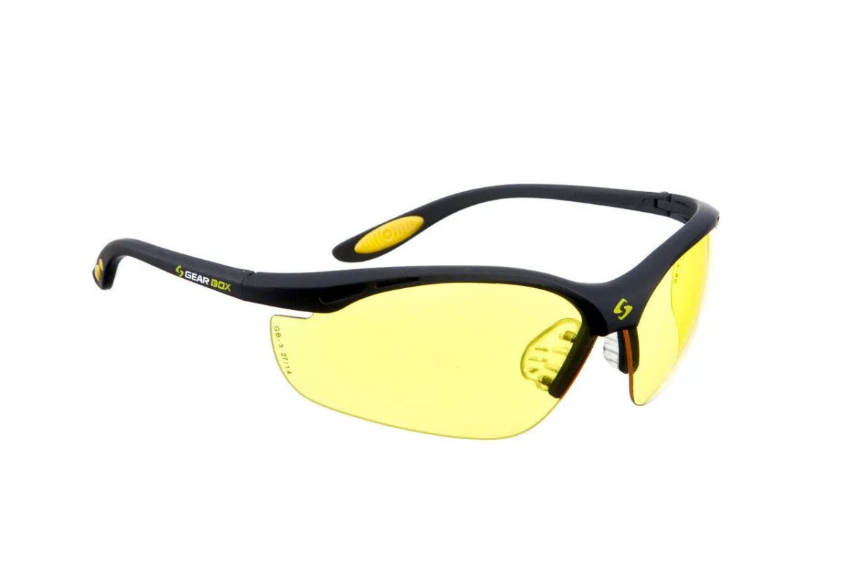 Gearbox Vision Eyewear - Polarized Amber Lens Sunglasses with Black Frame for Driving, Fishing & Outdoor Sports