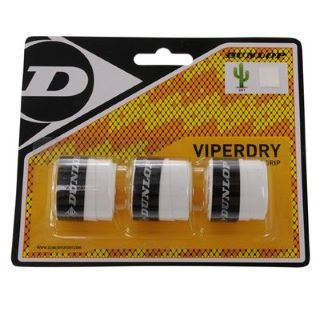 Dunlop ViperDry Overgrip 3-Pack (White) | Tennis & Racquet Sports Grip | Sweat-Absorbing & Non-Slip | Perfect for Tennis, Badminton & Squash Players