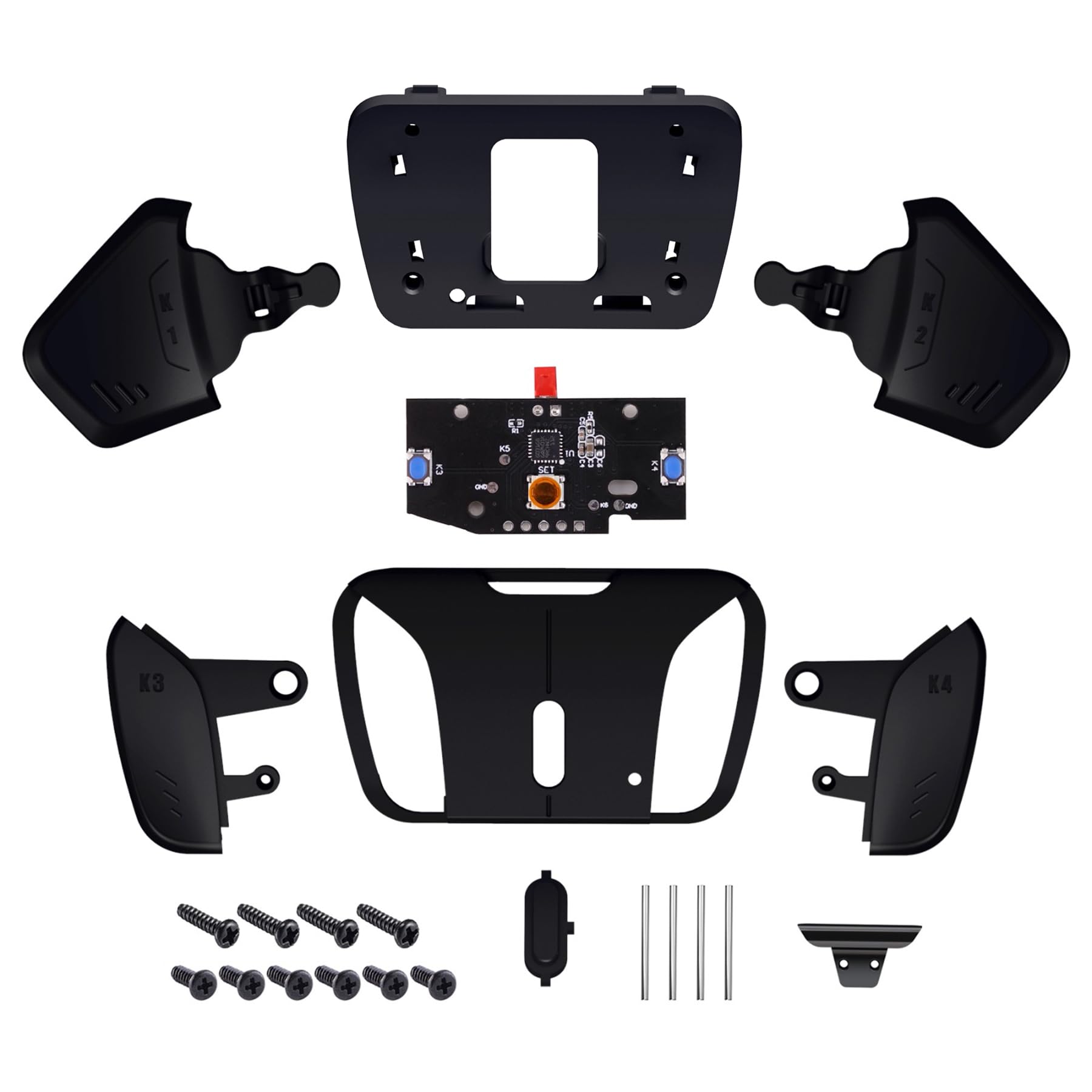 eXtremeRate RISE4 Replacement Back Paddles & Remapper Board for PS5 Controller - Customizable K1K2K3K4 Back Buttons & PCBA Board (Black) | Gaming Accessories for Competitive Play & Enhanced Control