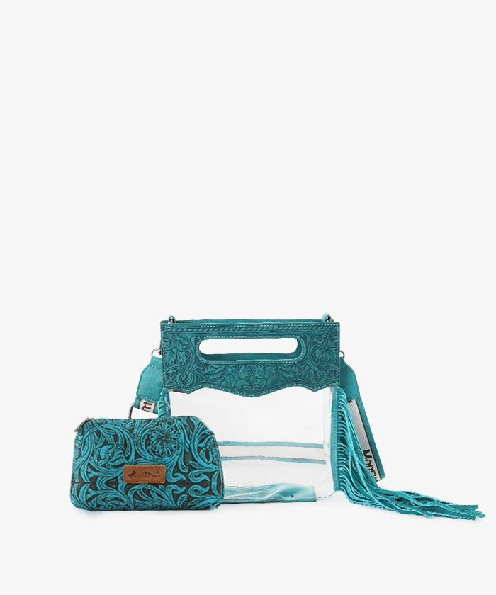 Montana West Women's Top Handle Clear Fringe Crossbody Bag Set - Stylish Shoulder Purse for Daily Use, Work, and Evening Out