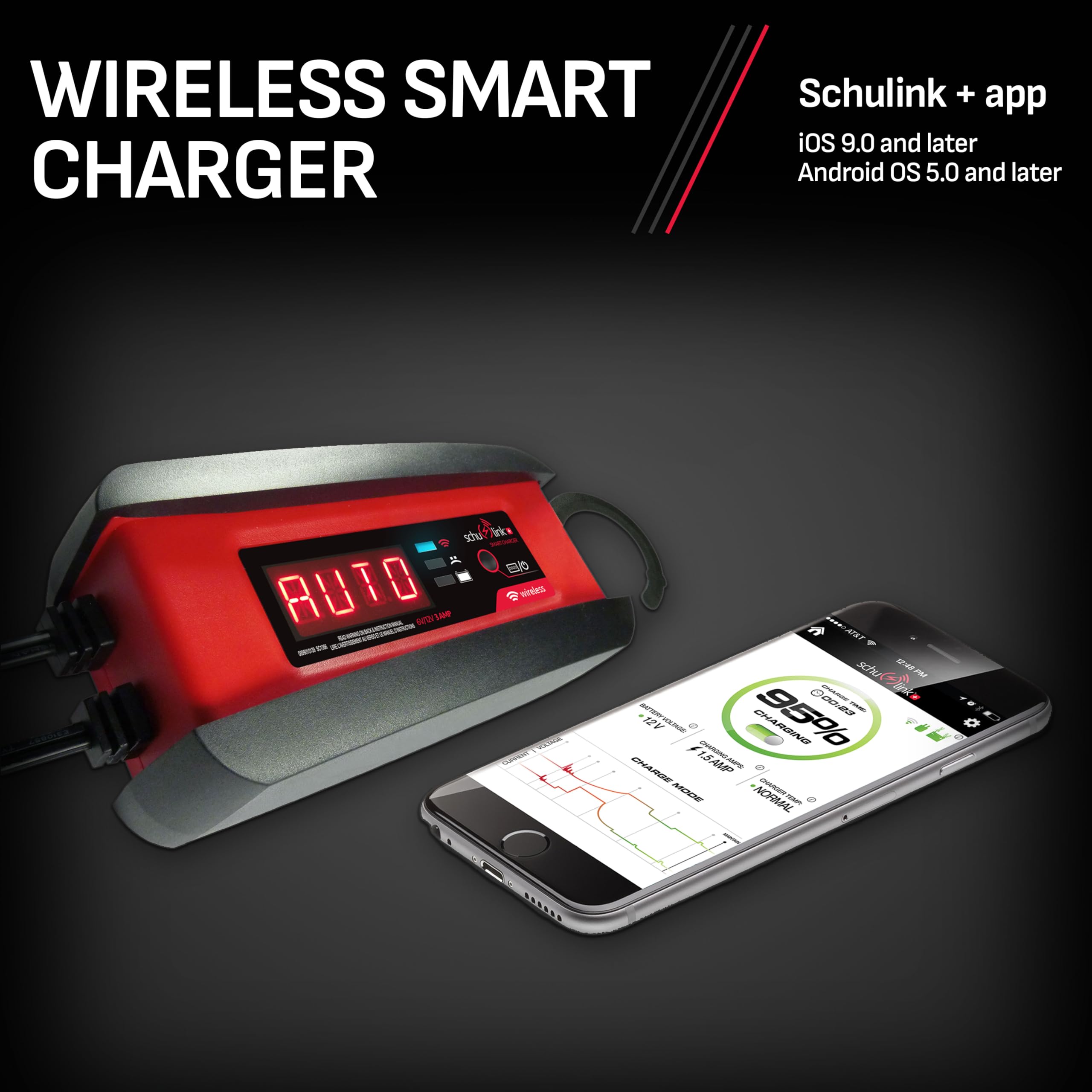 Schumacher SC1366 3A Smart Battery Charger & Maintainer - 3-in-1 Fully Automatic 6V/12V Wireless Charger for Motorcycle, Car, Lawn Tractor & Power Sports - Ideal for Winter Storage, RV Maintenance & Seasonal Vehicle Charging